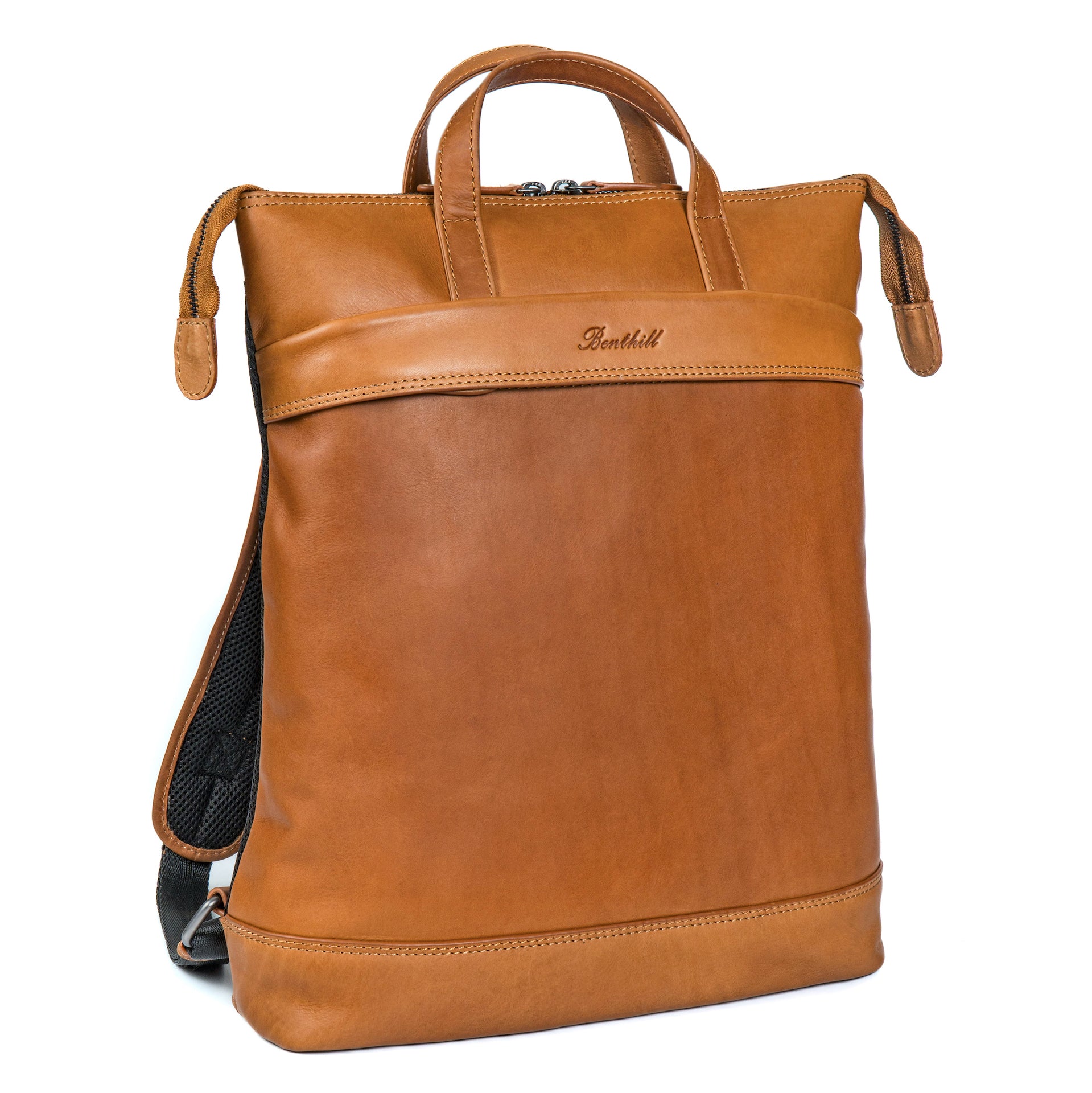 Benthill Rucksack Damen Herren Echt Leder | Kurierrucksack Fahrradrucksack Trekkingrucksack | Lederrucksack aus hochwertigem Rindsleder