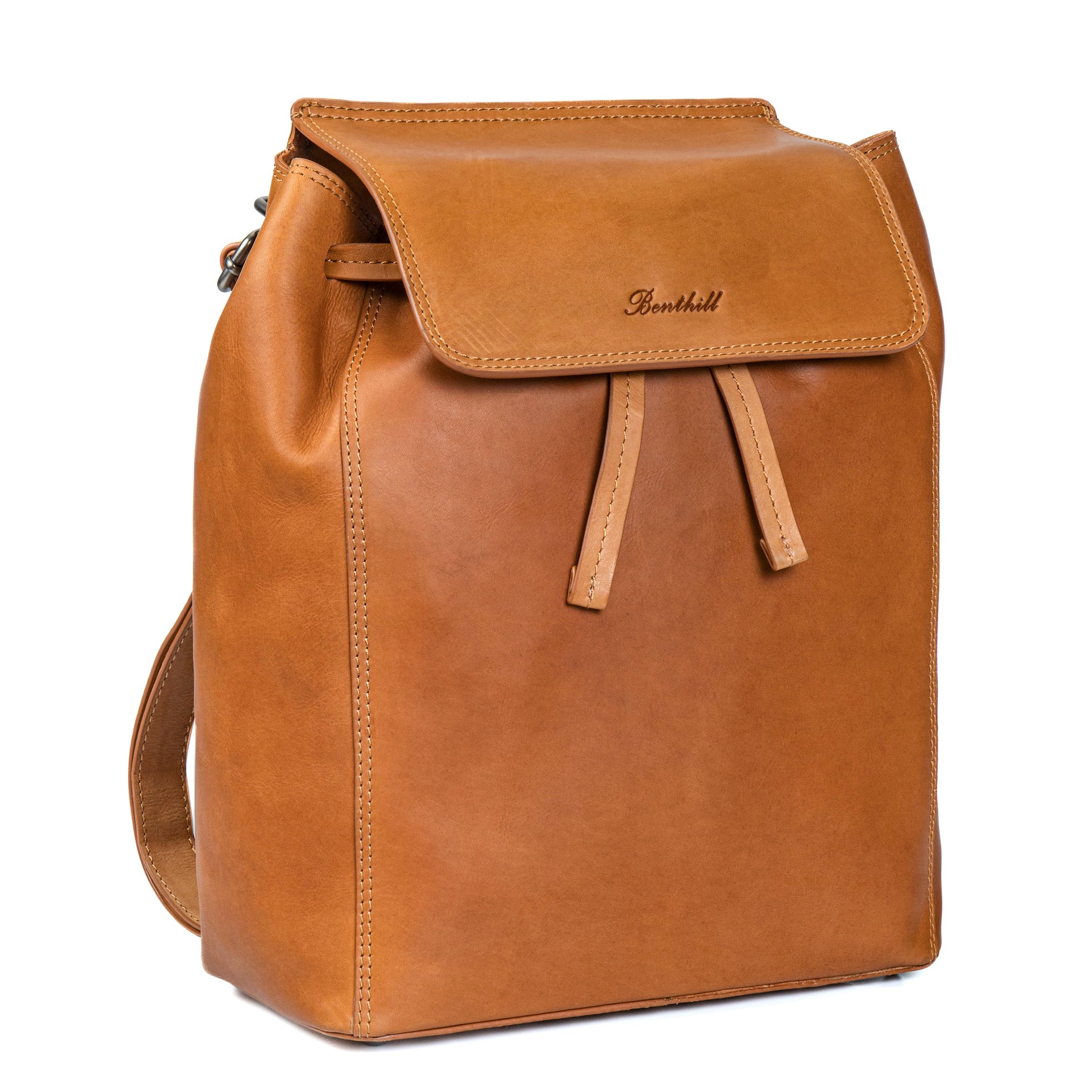 Benthill Rucksack aus hochwertigem Rindsleder | Kurierrucksack Fahrradrucksack Trekkingrucksack | Damen Herren Rucksack | Leder-Rucksack