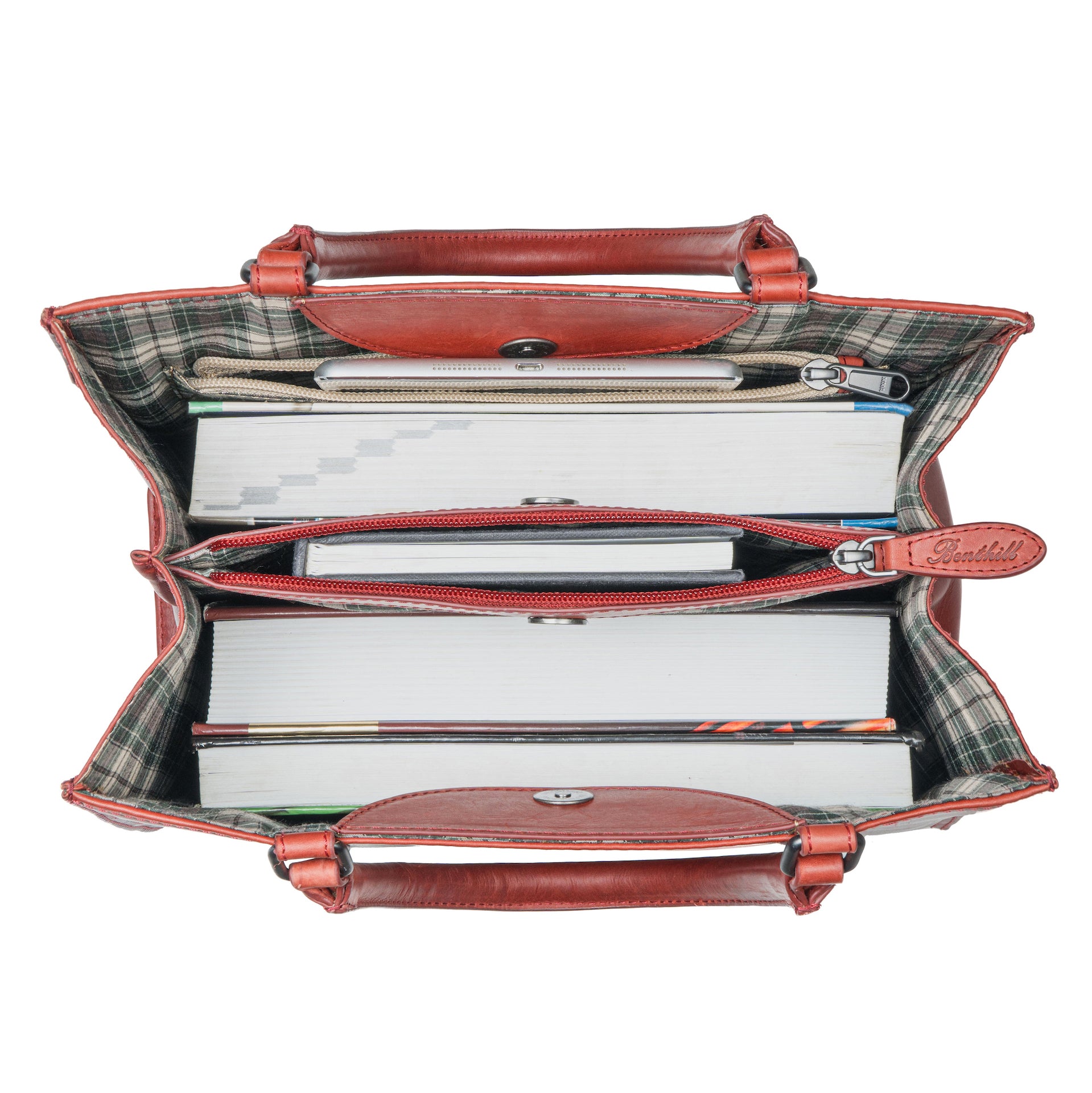 Benthill Handtasche Damen Echt Leder | Hochwertige Tasche aus echtem Rindsleder | Vintage Henkeltasche mit Fächern | Damen Schultertasche Gross mit viel Platz