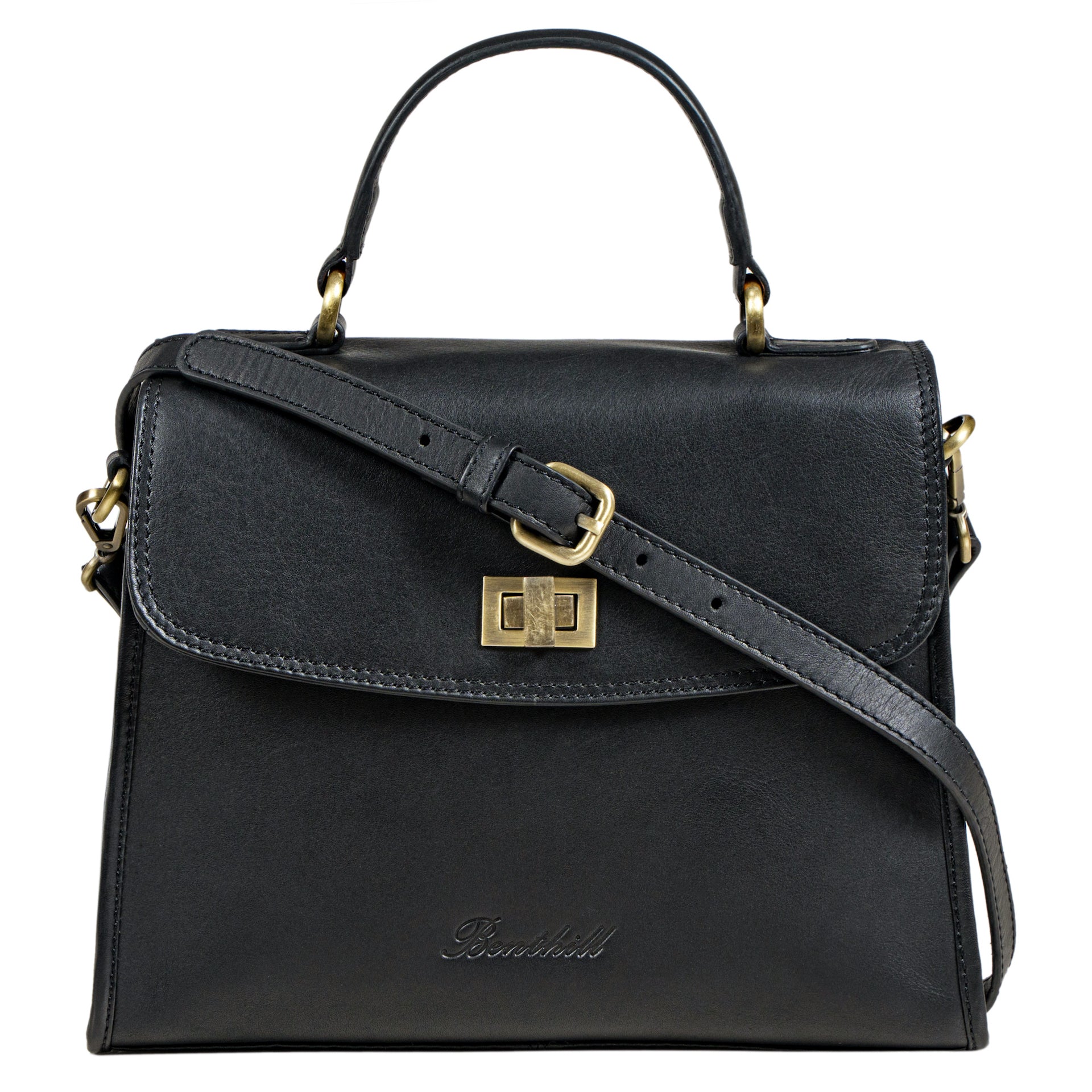 Benthill Handtasche Damen Leder Klein | Henkeltasche aus hochwertigem Rindsleder | Schultertasche Vintage | Frauen Tasche