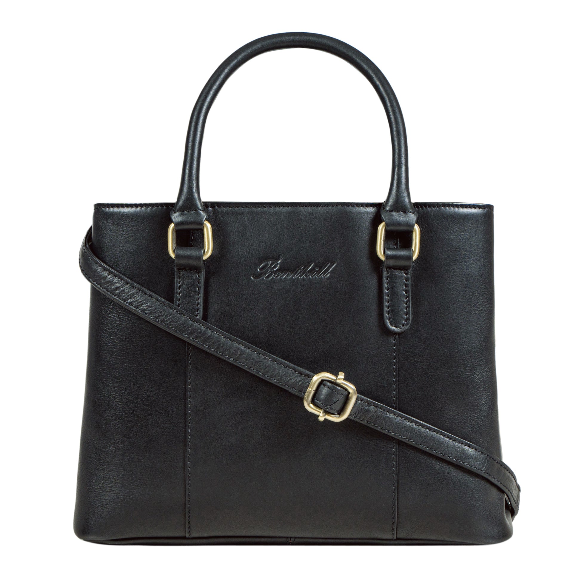 Benthill Handtaschen Damen Leder | Henkeltasche mit Umhängegurt | Vintage Echt Leder Damentasche | Mittelgroße Umhängetasche