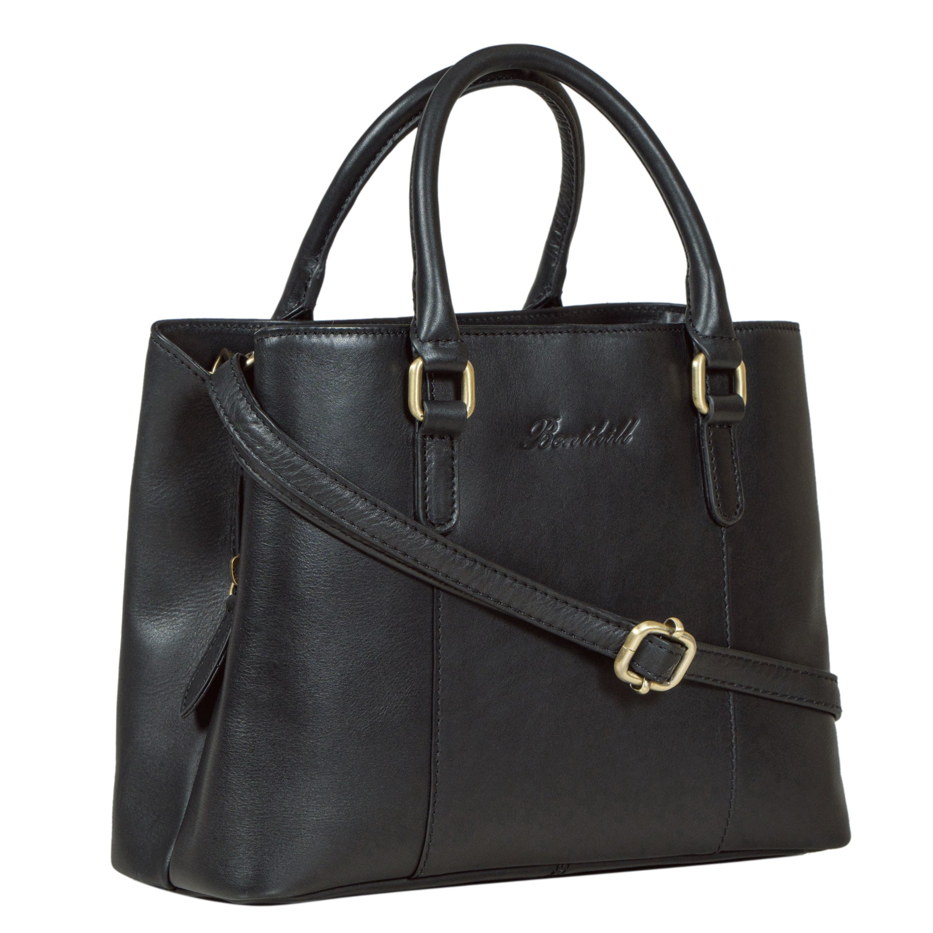 Benthill Handtaschen Damen Leder | Henkeltasche mit Umhängegurt | Vintage Echt Leder Damentasche | Mittelgroße Umhängetasche