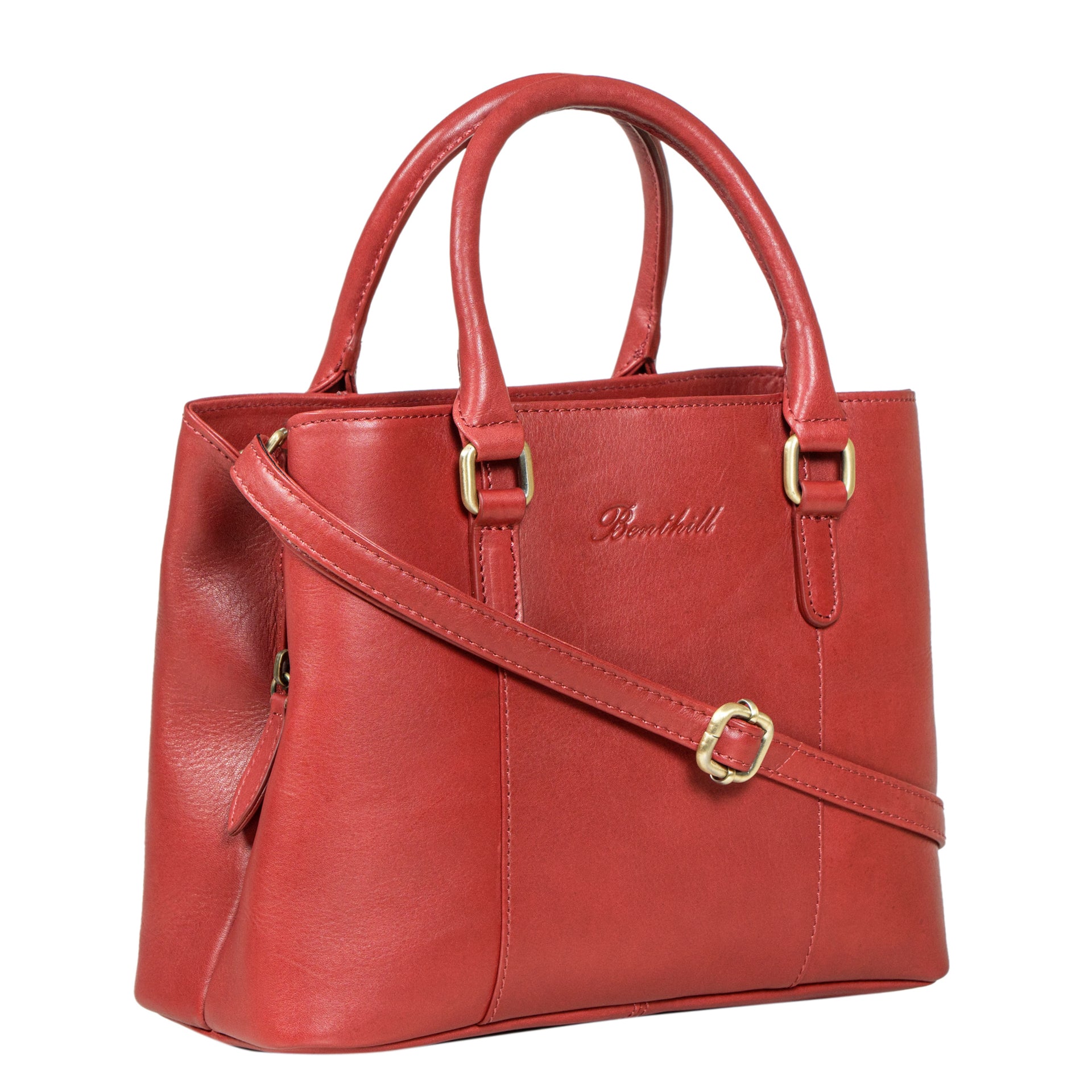 Benthill Handtaschen Damen Leder | Henkeltasche mit Umhängegurt | Vintage Echt Leder Damentasche | Mittelgroße Umhängetasche