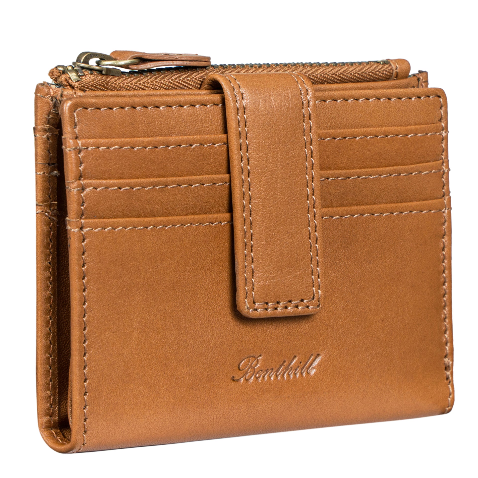 Benthill Geldbörse Echt Leder | Slim Portemonnaie aus echtem Rindsleder | Schmale Hochwertige Kreditkartenetui mit Kreditkartenfächer & Münzfach - Mini Wallet
