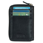 Benthill Geldbörse Klein Echt Leder | Geldbeutel mit RFID Schutz | Flaches Etui Slim Portemonnaie mit Reißverschluss & Kartenfächer