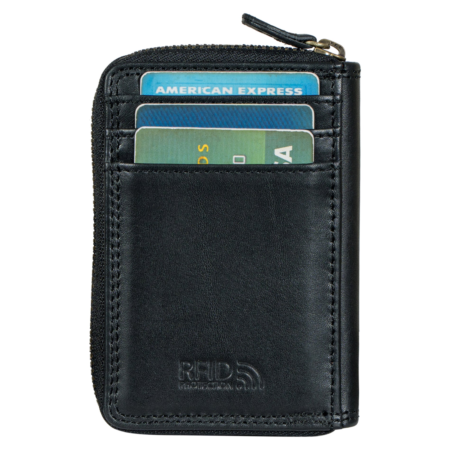 Benthill Geldbörse Klein Echt Leder | Geldbeutel mit RFID Schutz | Flaches Etui Slim Portemonnaie mit Reißverschluss & Kartenfächer