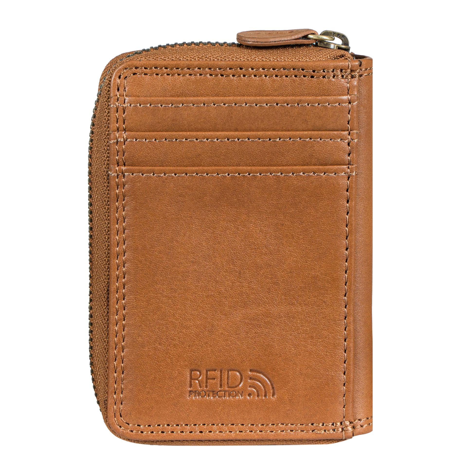 Benthill Geldbörse Klein Echt Leder | Geldbeutel mit RFID Schutz | Flaches Etui Slim Portemonnaie mit Reißverschluss & Kartenfächer