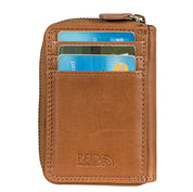 Benthill Geldbörse Klein Echt Leder | Geldbeutel mit RFID Schutz | Flaches Etui Slim Portemonnaie mit Reißverschluss & Kartenfächer