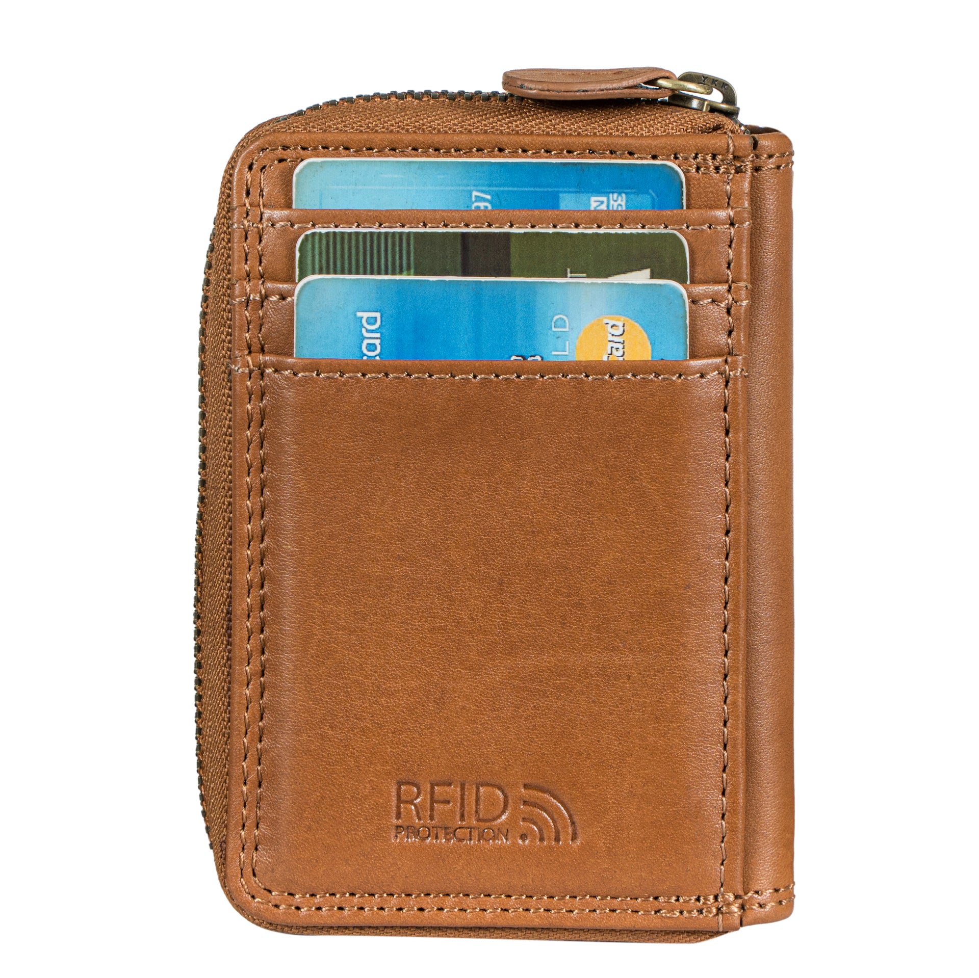 Benthill Geldbörse Klein Echt Leder | Geldbeutel mit RFID Schutz | Flaches Etui Slim Portemonnaie mit Reißverschluss & Kartenfächer