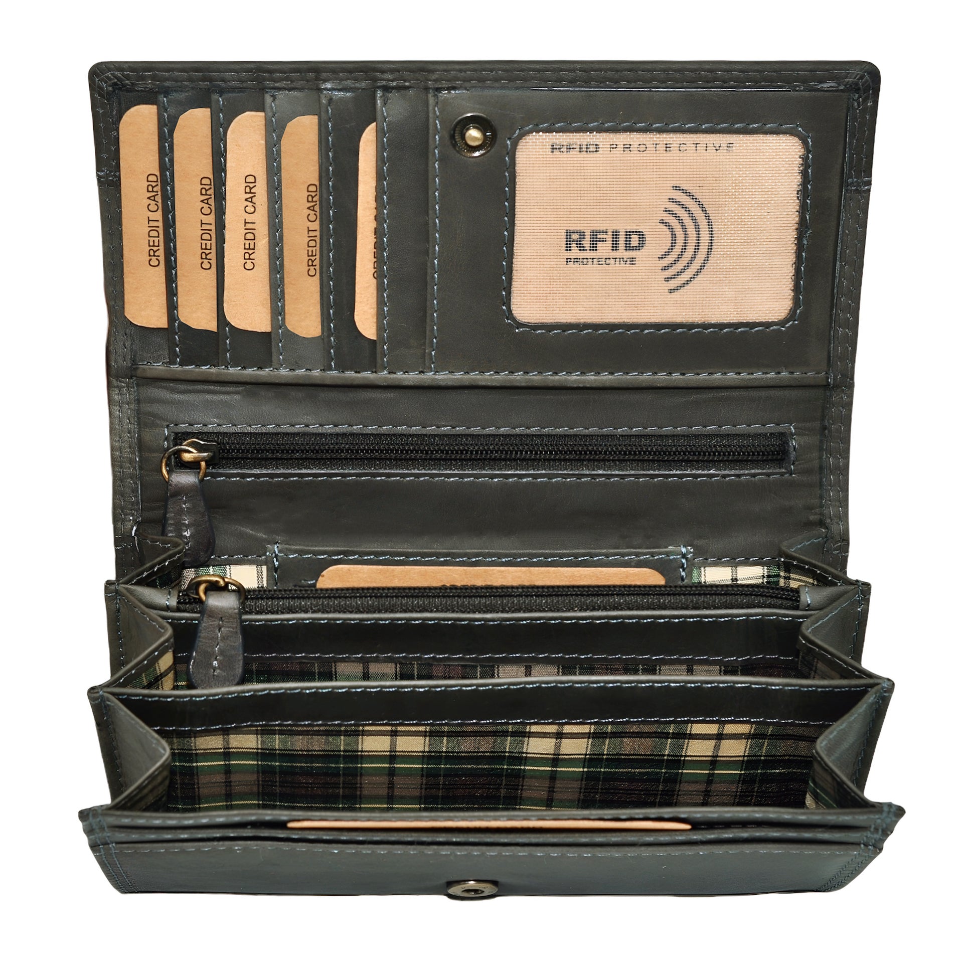 Benthill Geldbörse Damen Leder - Hochwertige Echt-Leder Damen Portemonnaie mit RFID Schutz - Lange Vintage Damenbörse - Frauen Portmonee inkl. Geschenkbox