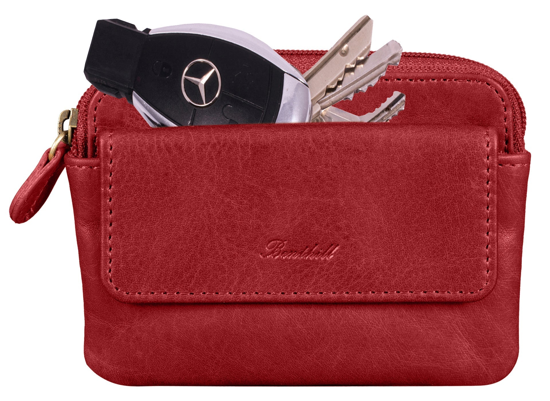Benthill Schlüsseltasche Leder | Schlüsselbörse mit Münzfach| Kleines Schlüsseletui mit Kartenfach | Echt Leder Schüssel-Etui