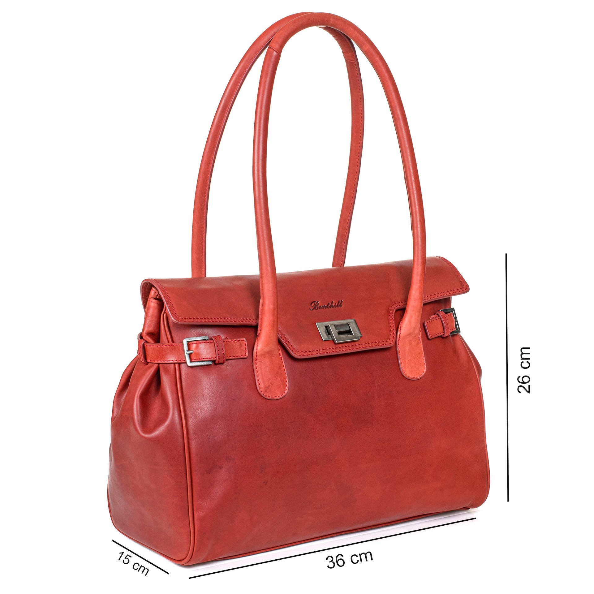 Benthill Damen Handtasche Echt-Leder | Henkeltasche aus weichem hochwertigem Rindsleder | Vintage Fashion Bag Beutel Shopper | Schultertasche