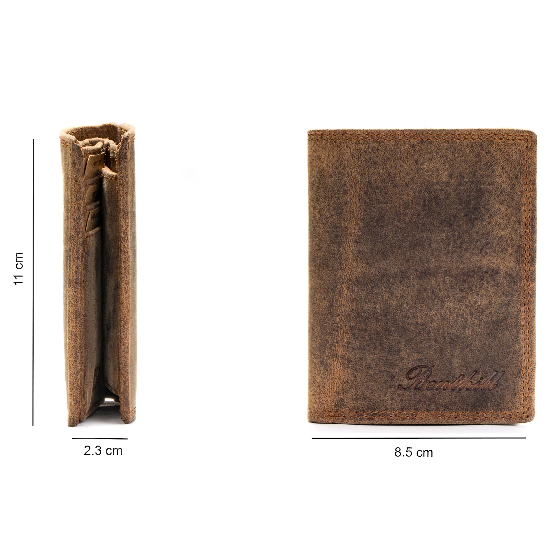 Benthill Geldbörse Herren Leder mit RFID | Portemonnaie aus hochwertigem Rindsleder | Ledergeldbörse Männer inkl. Geschenkbox