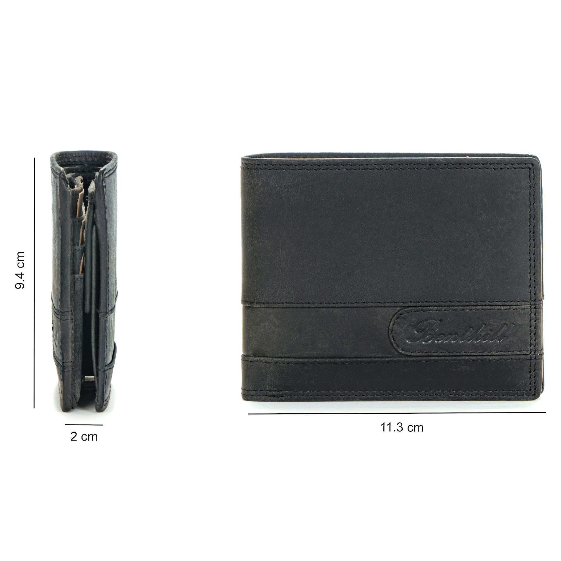 Benthill Geldbörse Herren Leder | Geldbeutel mit RFID-Schutz | Portemonnaie aus hochwertigem Rindsleder | Männer Brieftasche inkl. Geschenkbox