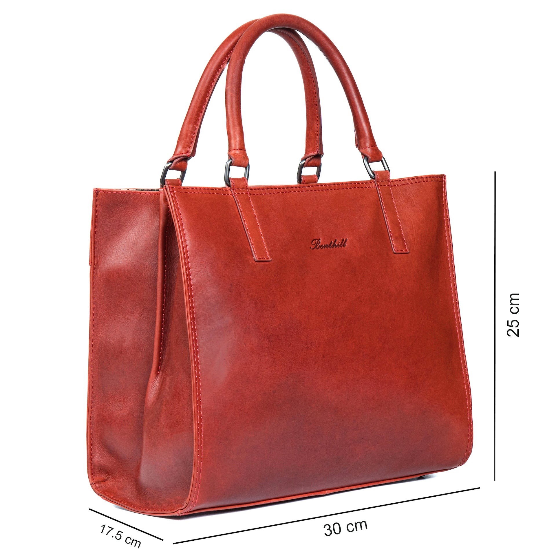 Benthill Handtasche Damen Echt Leder | Hochwertige Tasche aus echtem Rindsleder | Vintage Henkeltasche mit Fächern | Damen Schultertasche Gross mit viel Platz