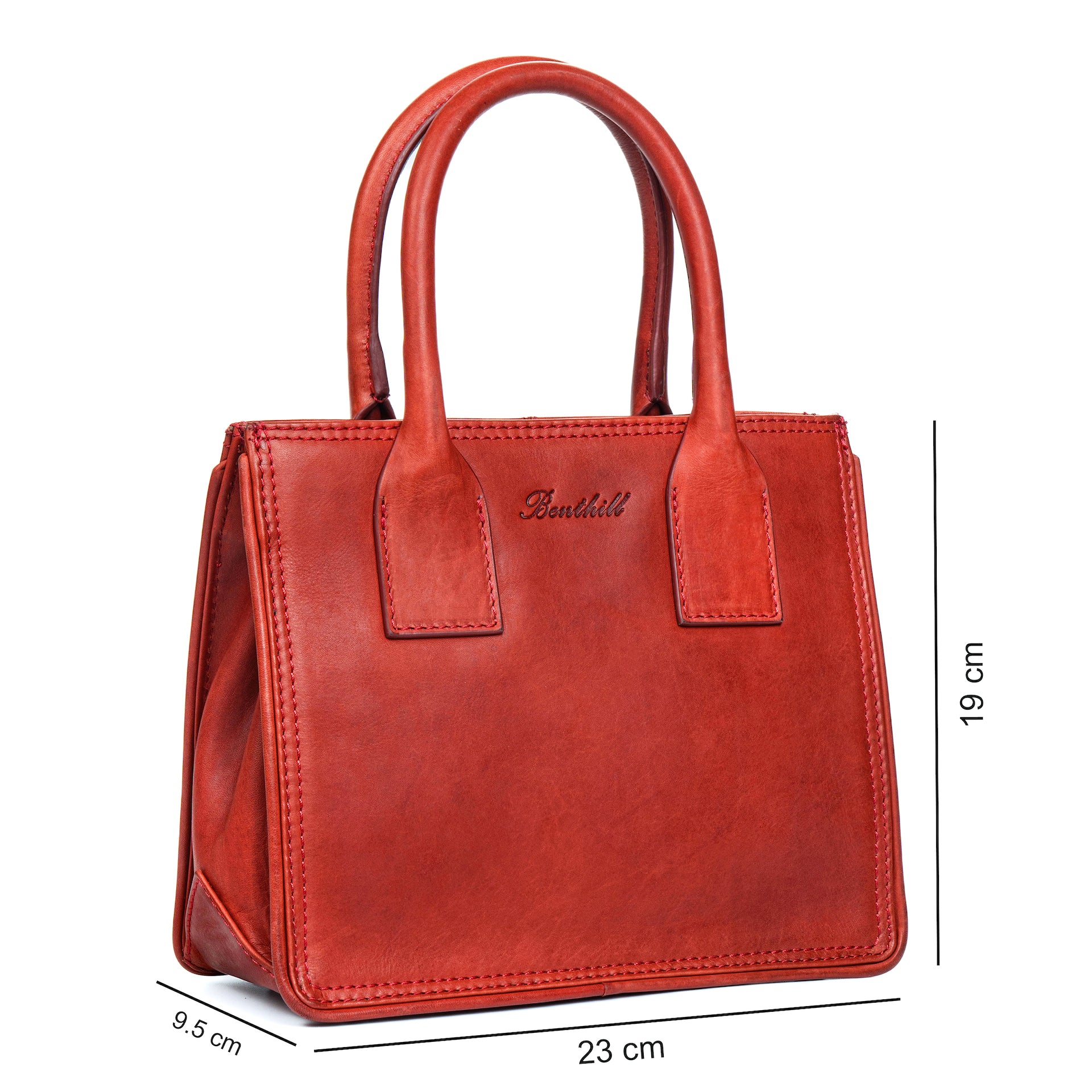 Benthill Handtasche Damen Echt Leder | Henkeltasche aus hochwertigem Rindsleder | Kleine Vintage Tasche Hobo Bag Beutel