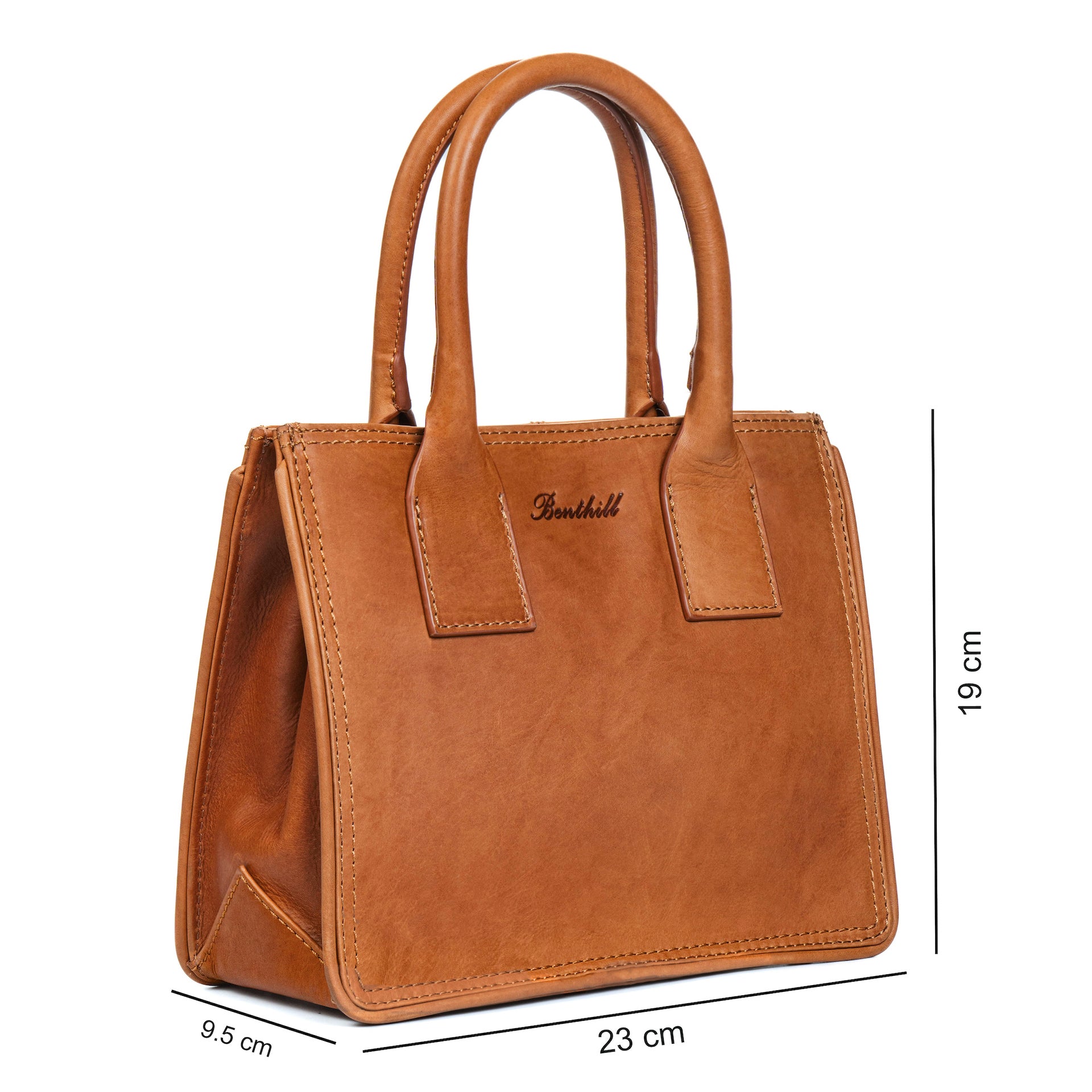 Benthill Handtasche Damen Echt Leder | Henkeltasche aus hochwertigem Rindsleder | Kleine Vintage Tasche Hobo Bag Beutel