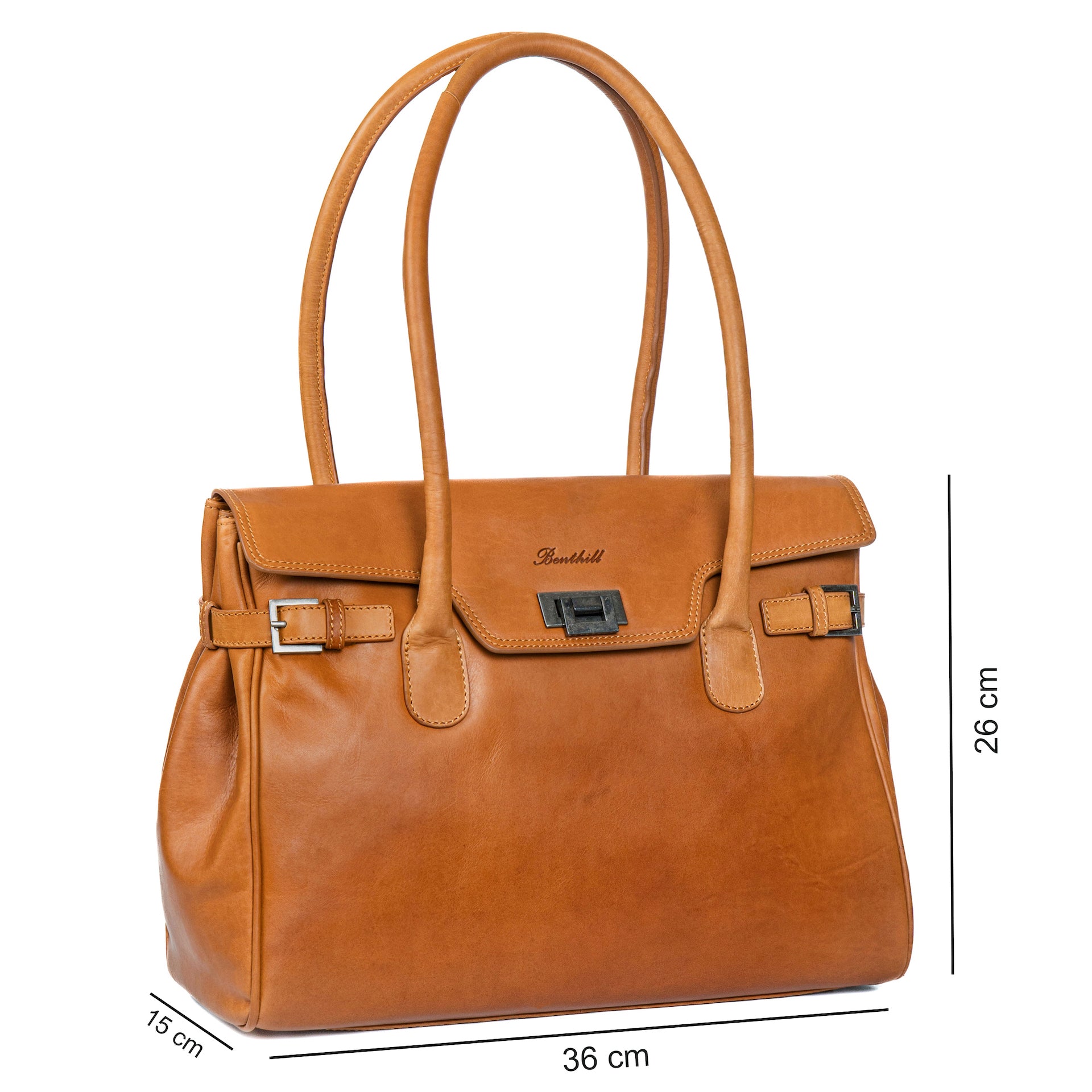 Benthill Damen Handtasche Echt-Leder | Henkeltasche aus weichem hochwertigem Rindsleder | Vintage Fashion Bag Beutel Shopper | Schultertasche