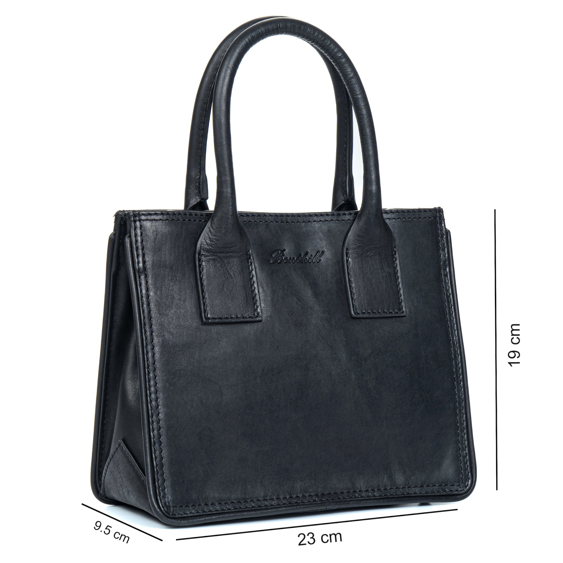 Benthill Handtasche Damen Echt Leder | Henkeltasche aus hochwertigem Rindsleder | Kleine Vintage Tasche Hobo Bag Beutel