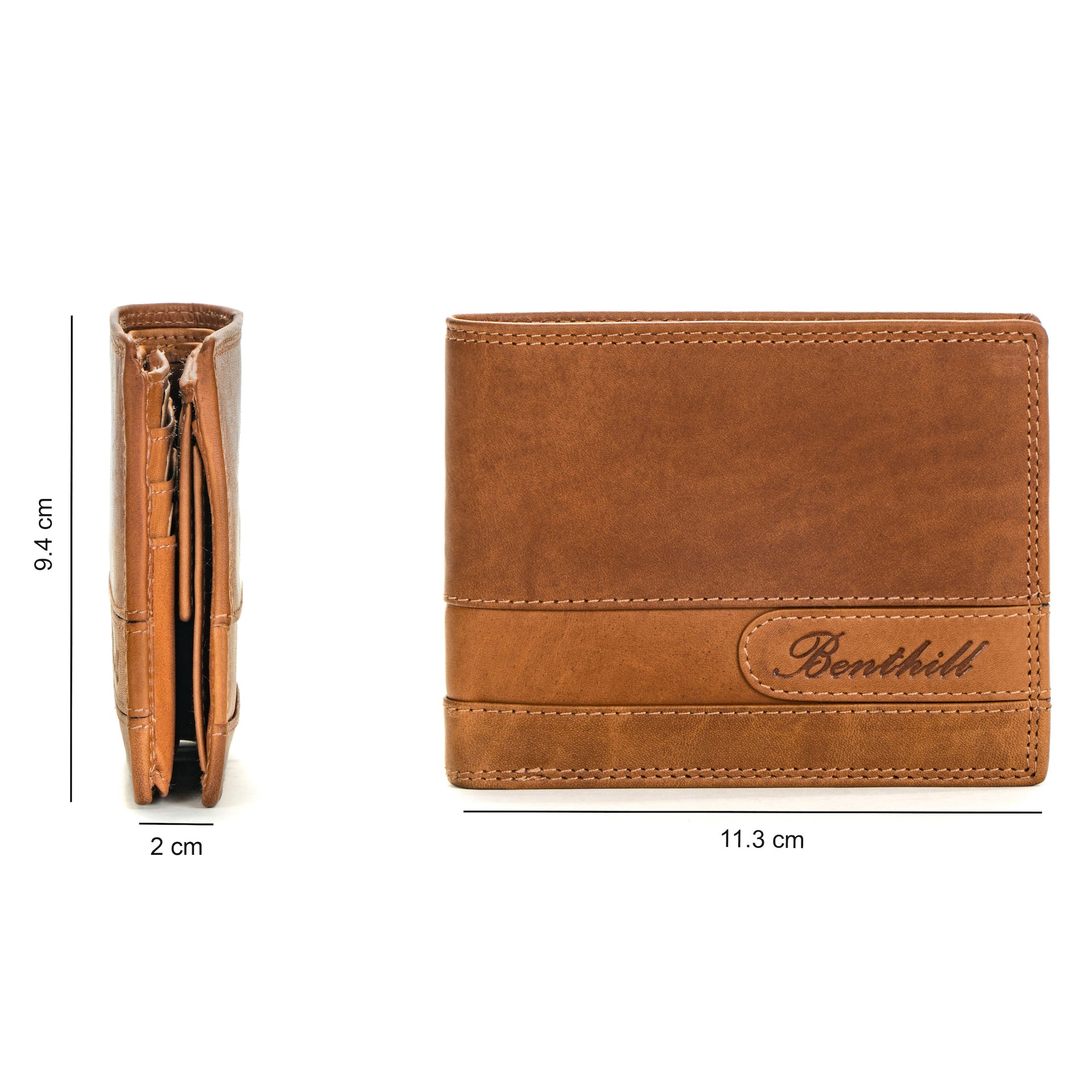 Benthill Geldbörse Herren Leder | Geldbeutel mit RFID-Schutz | Portemonnaie aus hochwertigem Rindsleder | Männer Brieftasche inkl. Geschenkbox