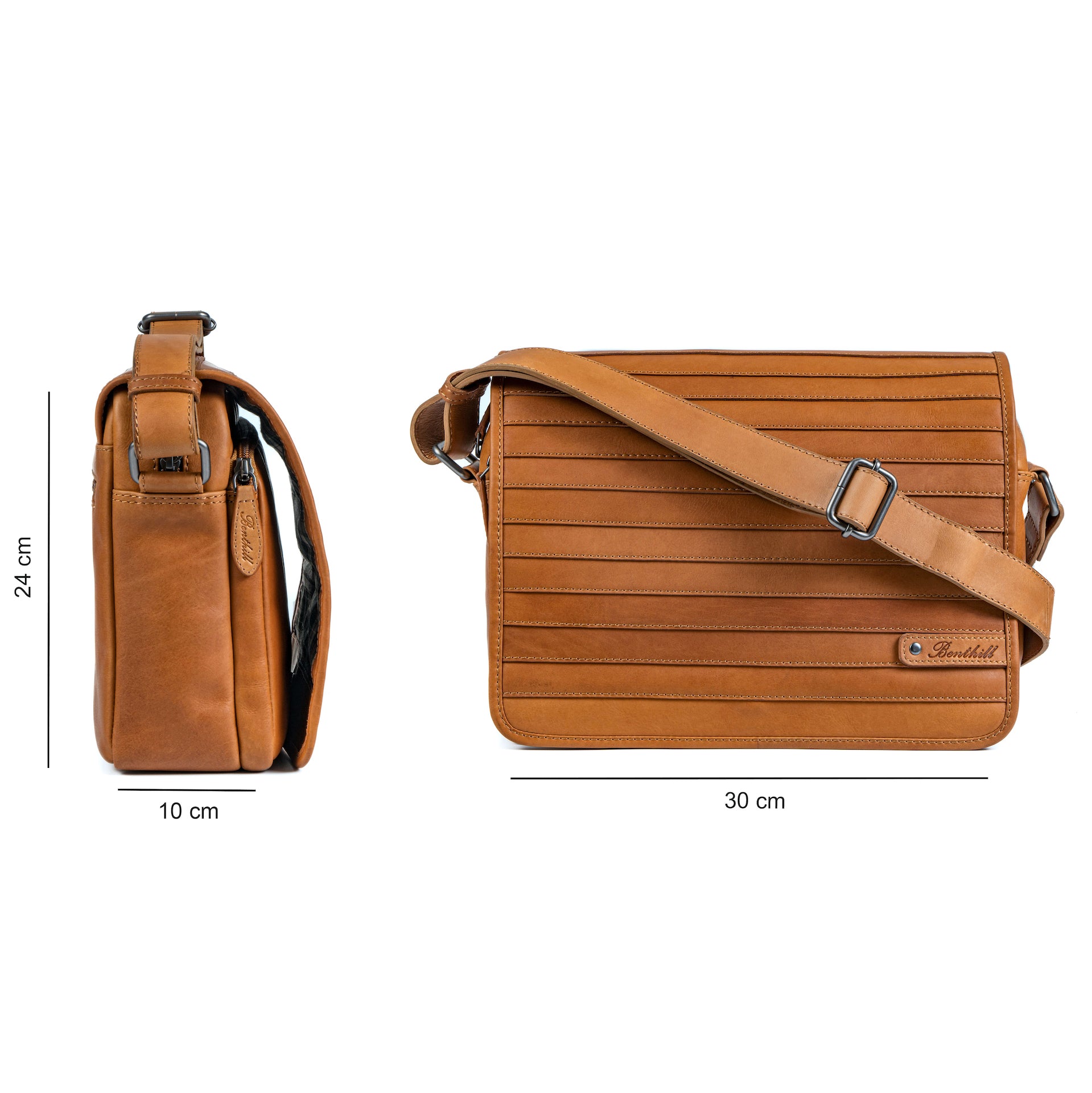 Benthill Messenger Bag Leder | Herren & Damen Umhängetasche aus hochwertigem Rindsleder | Vintage Schultertasche Echtleder Aktentasche