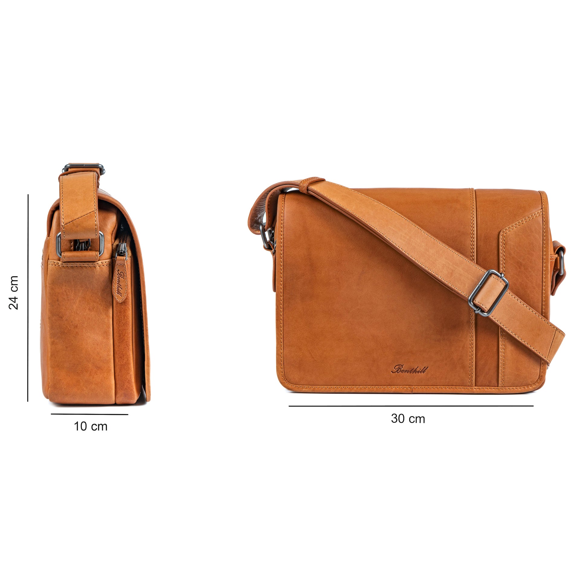 Benthill Umhängetasche Echt Leder | Herren & Damen Messenger Bag aus hochwertigem Rindsleder | Vintage Schultertasche Laptoptasche