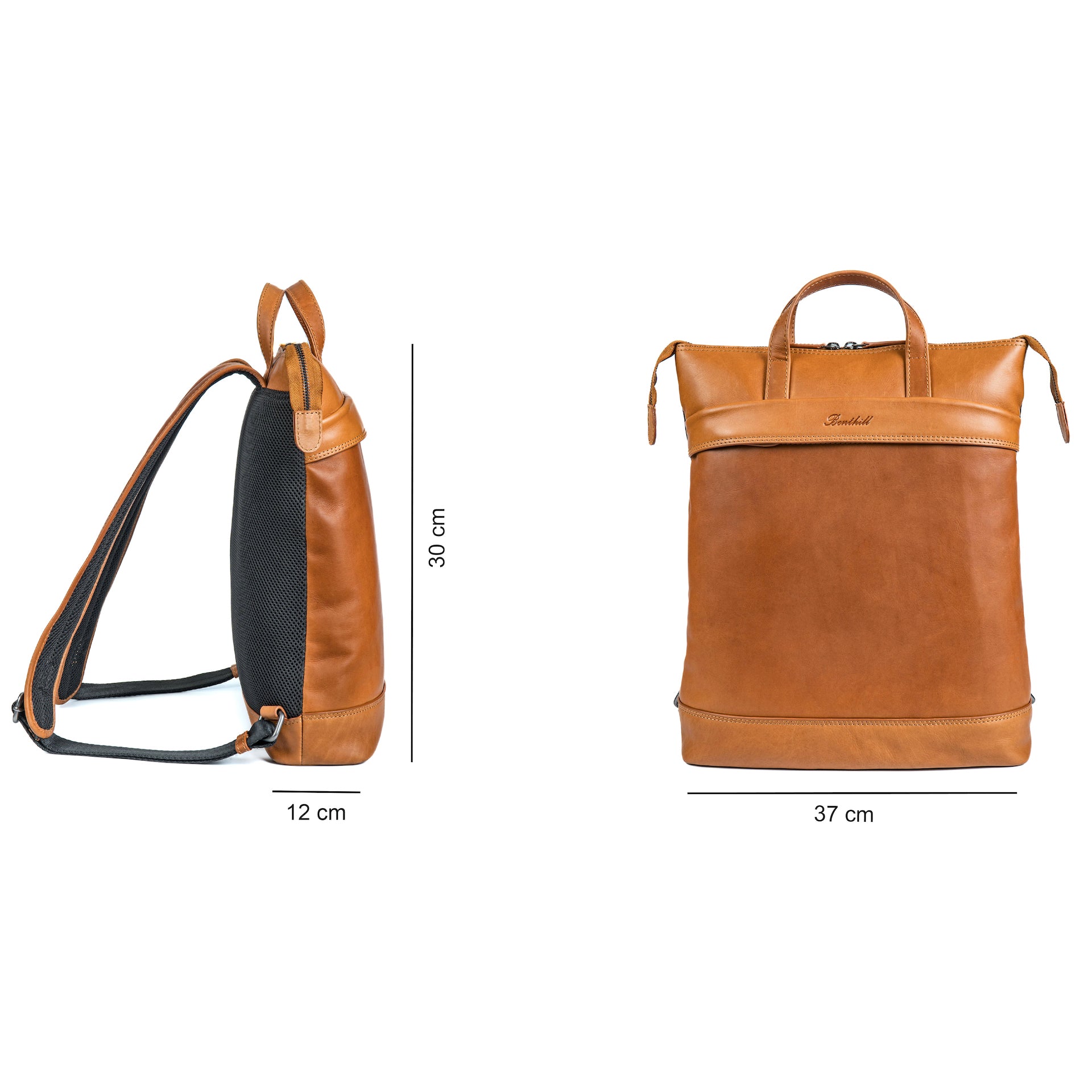 Benthill Rucksack Damen Herren Echt Leder | Kurierrucksack Fahrradrucksack Trekkingrucksack | Lederrucksack aus hochwertigem Rindsleder