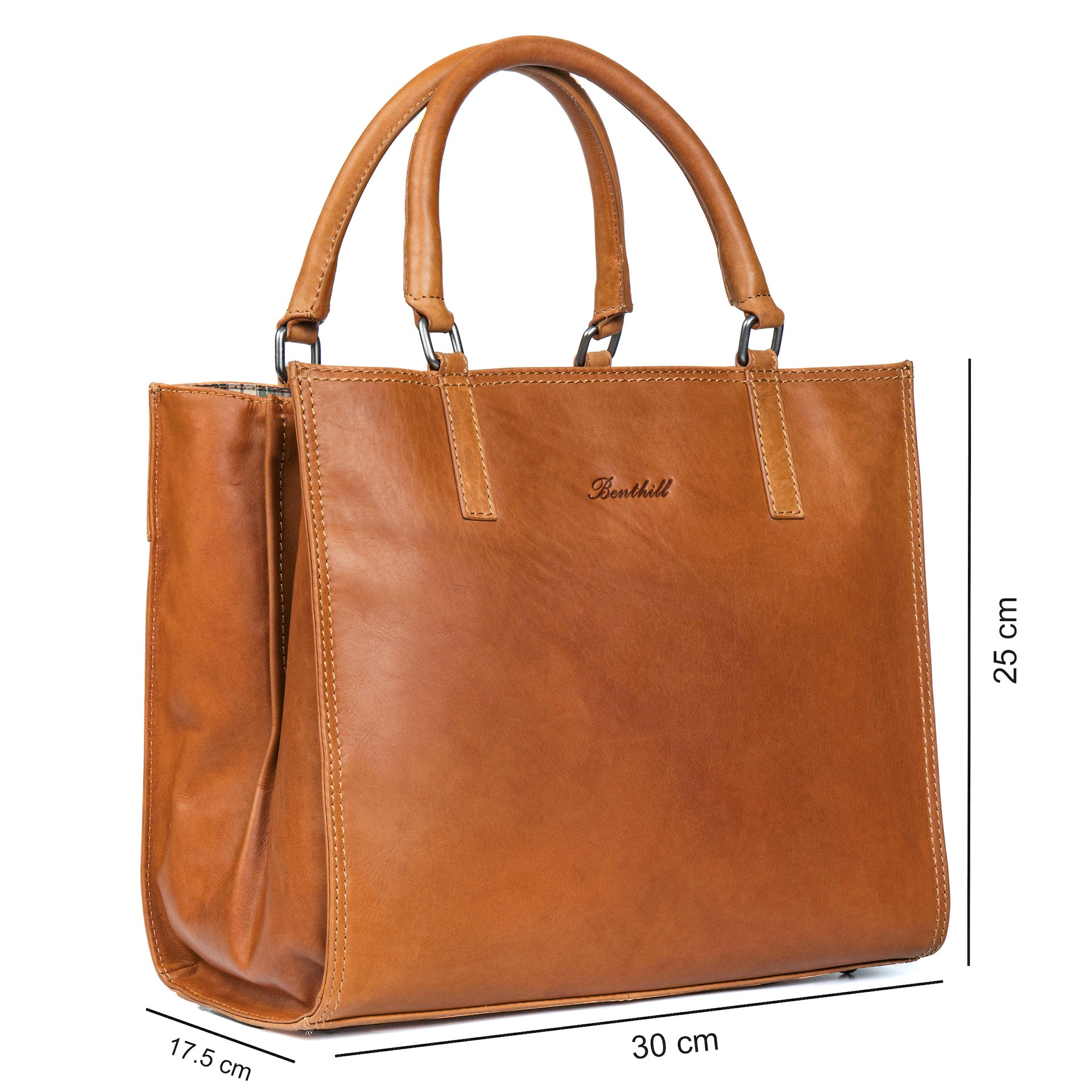 Benthill Handtasche Damen Echt Leder | Hochwertige Tasche aus echtem Rindsleder | Vintage Henkeltasche mit Fächern | Damen Schultertasche Gross mit viel Platz