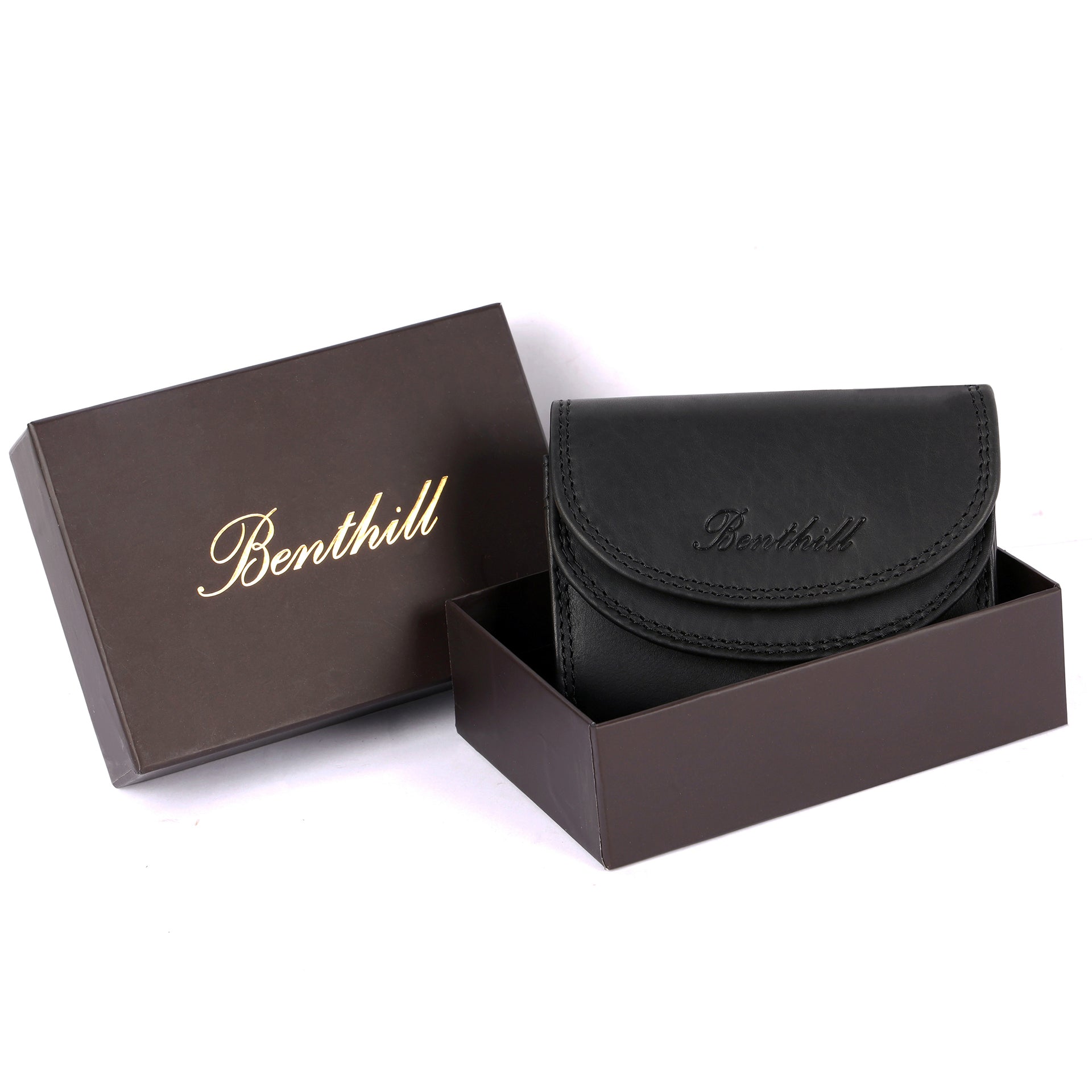 Benthill Kleine Geldbörse Leder RFID | Echtleder Damen & Herren Geldbeutel | Handliches & Kompaktes Portemonnaie inkl. Geschenkbox