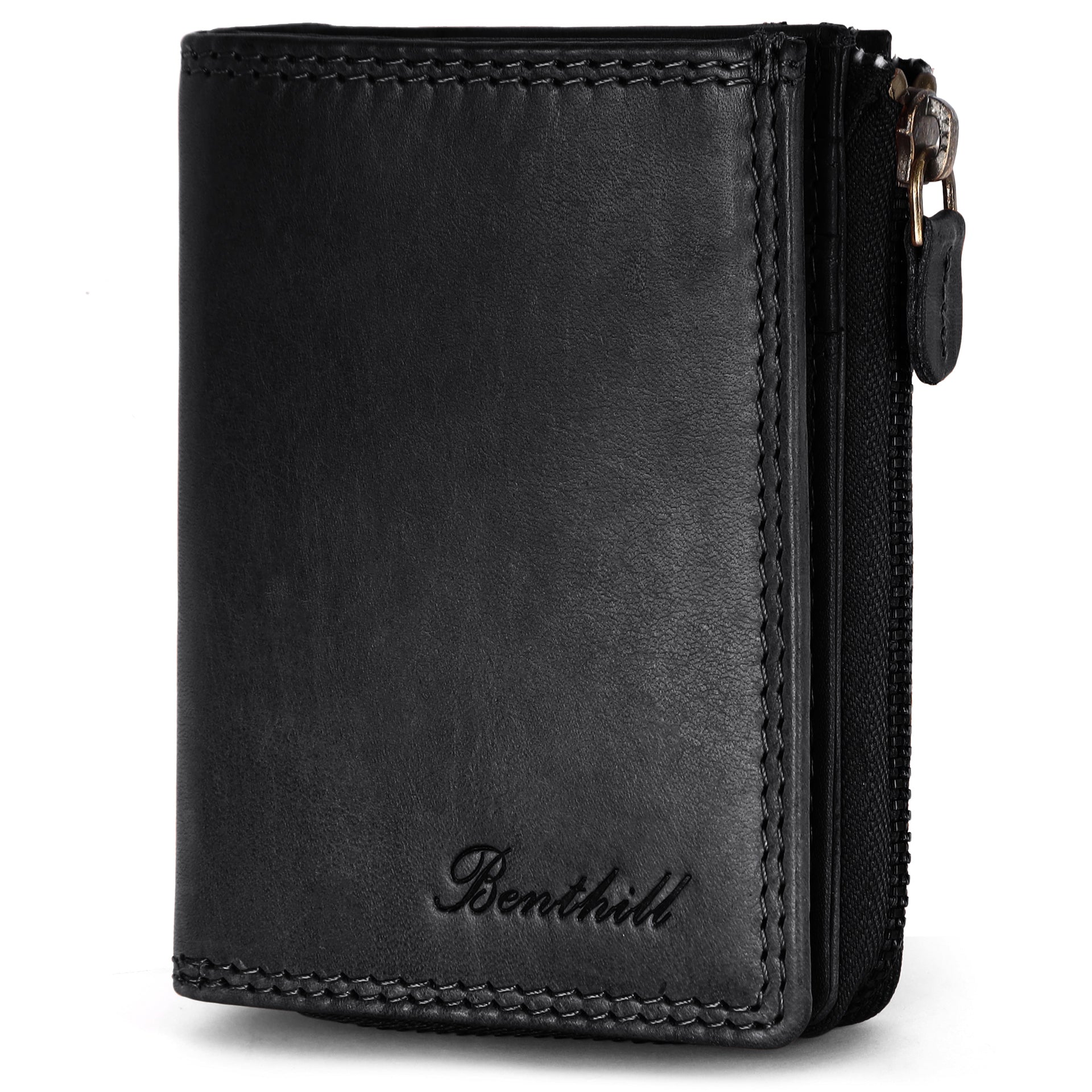 Benthill Kleine Geldbörse Echt Leder | Damen & Herren Geldbeutel mit RFID Schutz | 7 Kartenfächer | Slim-Wallet inkl. Geschenkbox