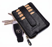 Benthill Schlüsseletui Leder Damen & Herren | Schlüsselmäpchen mit Kartenfächern | Schlüsseltasche als Mini-Börse mit Münzfach inkl. Geschenkbox