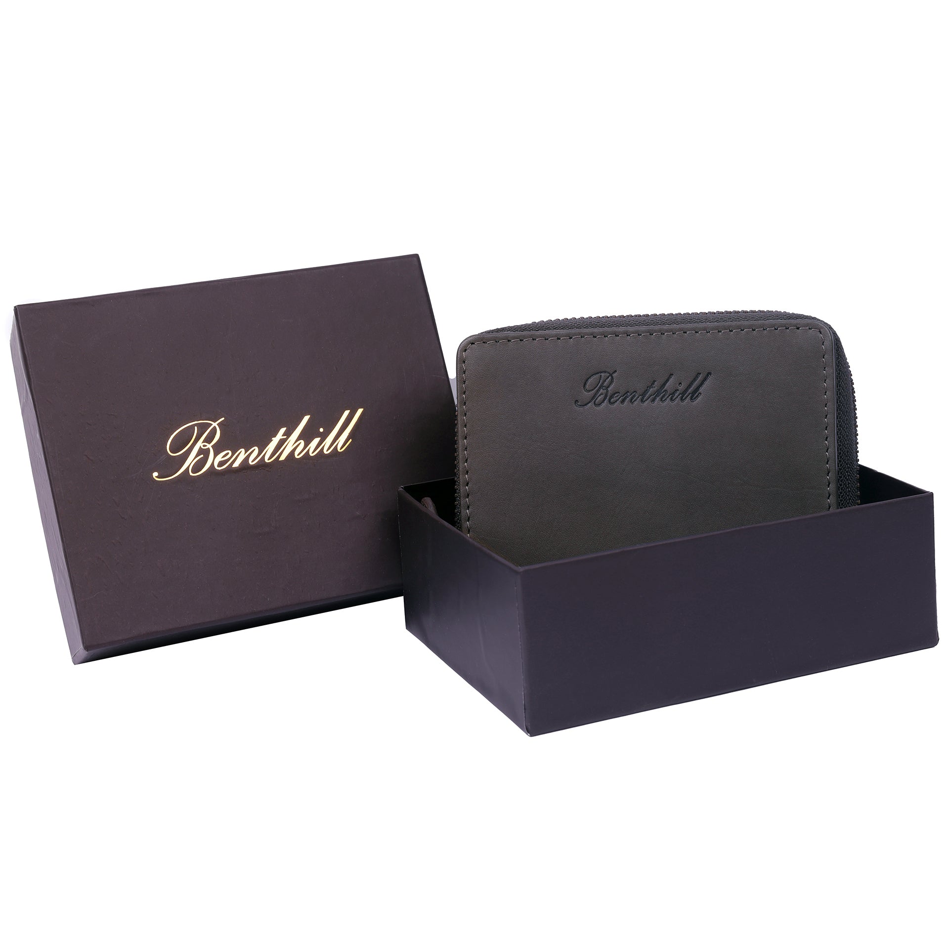 Benthill Kleine Geldbörse Echt Leder | Damen & Herren Portemonnaie mit RFID Schutz | 8 Kartenfächer | Slim-Wallet inkl. Geschenkbox