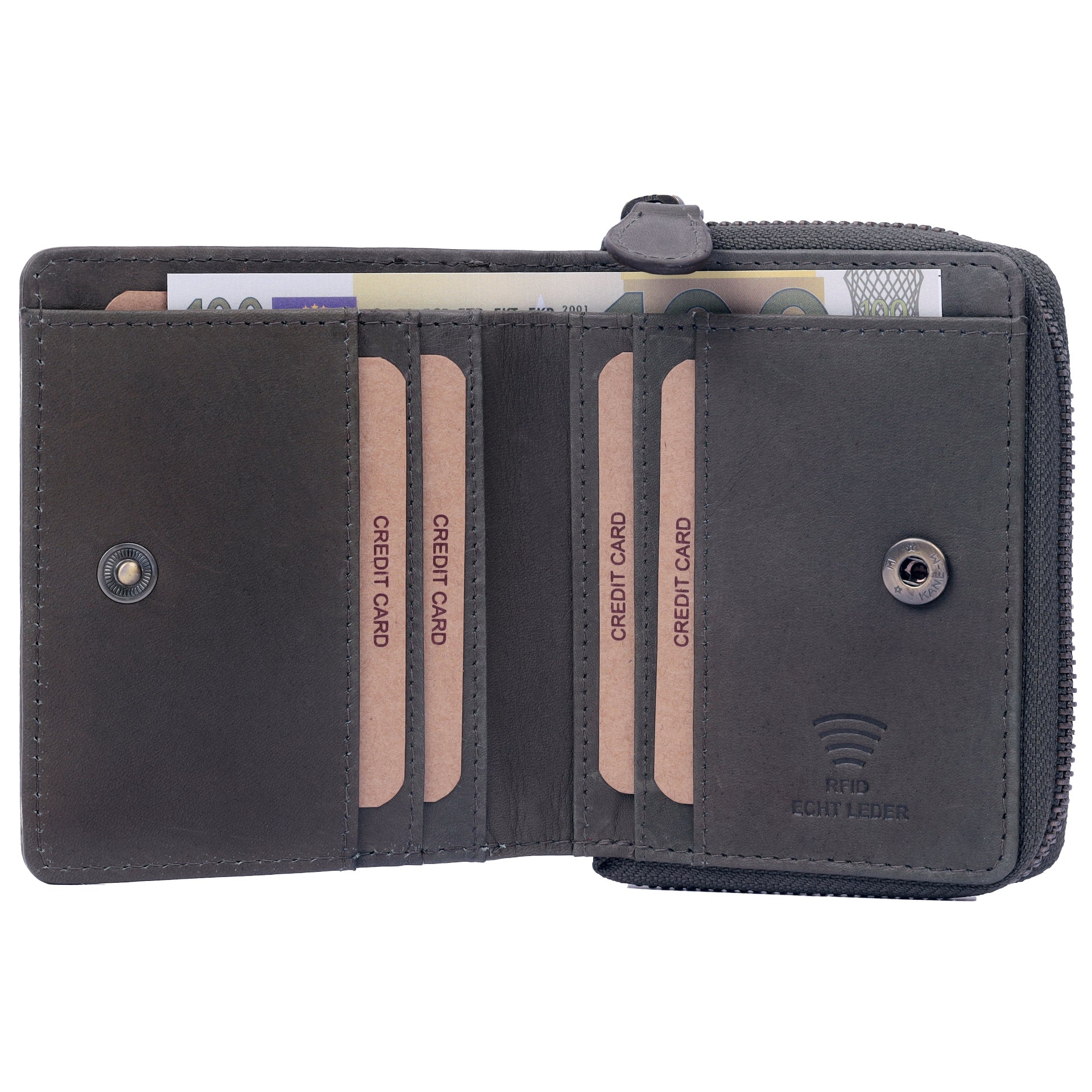Benthill Kleine Geldbörse Echt Leder | Damen & Herren Portemonnaie mit RFID Schutz | 8 Kartenfächer | Slim-Wallet inkl. Geschenkbox