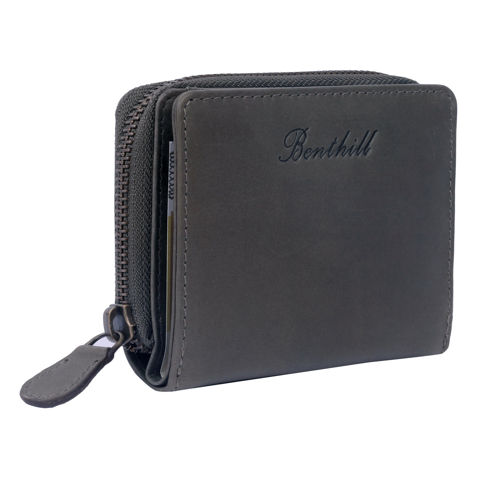 Benthill Kleine Geldbörse Echt Leder | Damen & Herren Portemonnaie mit RFID Schutz | 8 Kartenfächer | Slim-Wallet inkl. Geschenkbox