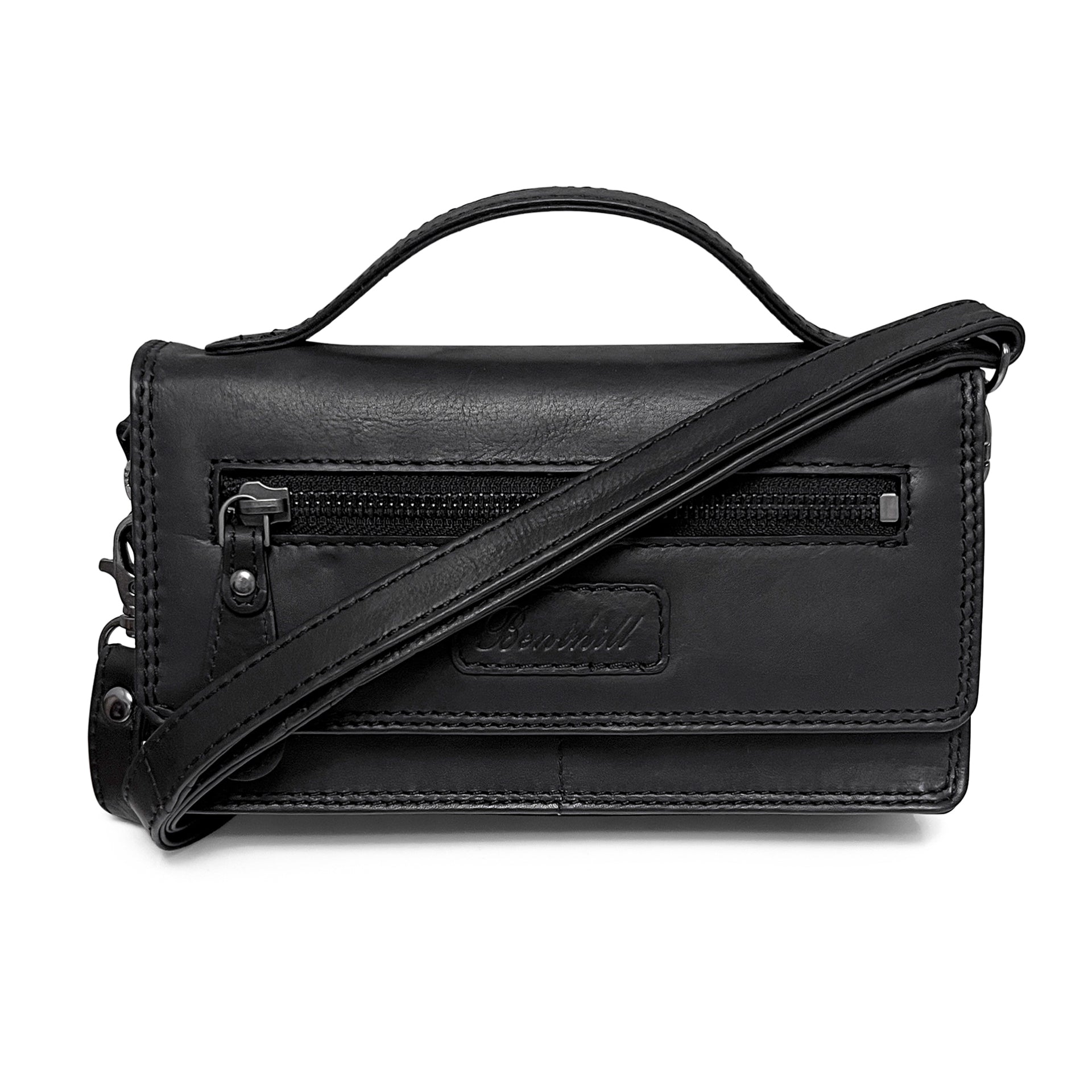 Benthill Reisebrieftasche XXL Echt-Leder - Kleine Umhängetasche aus echtem Leder - Travel Dokumententasche - Großes Portemonnaie - Handgelenktasche