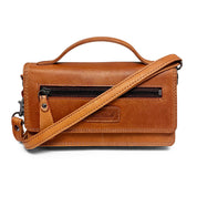 Benthill Reisebrieftasche XXL Echt-Leder - Kleine Umhängetasche aus echtem Leder - Travel Dokumententasche - Großes Portemonnaie - Handgelenktasche