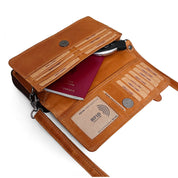 Benthill Reisebrieftasche XXL Echt-Leder - Kleine Umhängetasche aus echtem Leder - Travel Dokumententasche - Großes Portemonnaie - Handgelenktasche