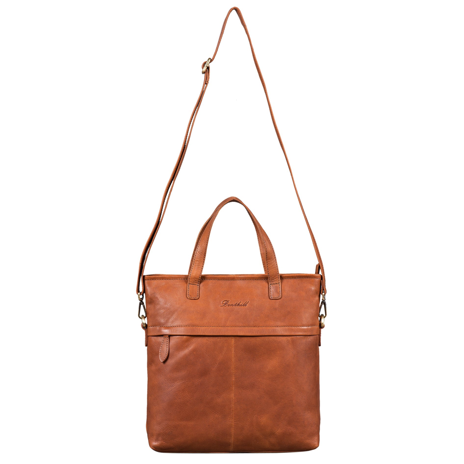 Benthill Leder Shopper Damen | Umhängetasche aus echtem Rindsleder | Große Schultertasche mit Henkeln | Vintage Handtasche
