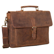 Benthill Aktentasche Leder Laptoptasche - Ledertasche für Herren und Damen - Briefcase - Umhängetasche aus echtem Leder - Schultertasche für Laptop