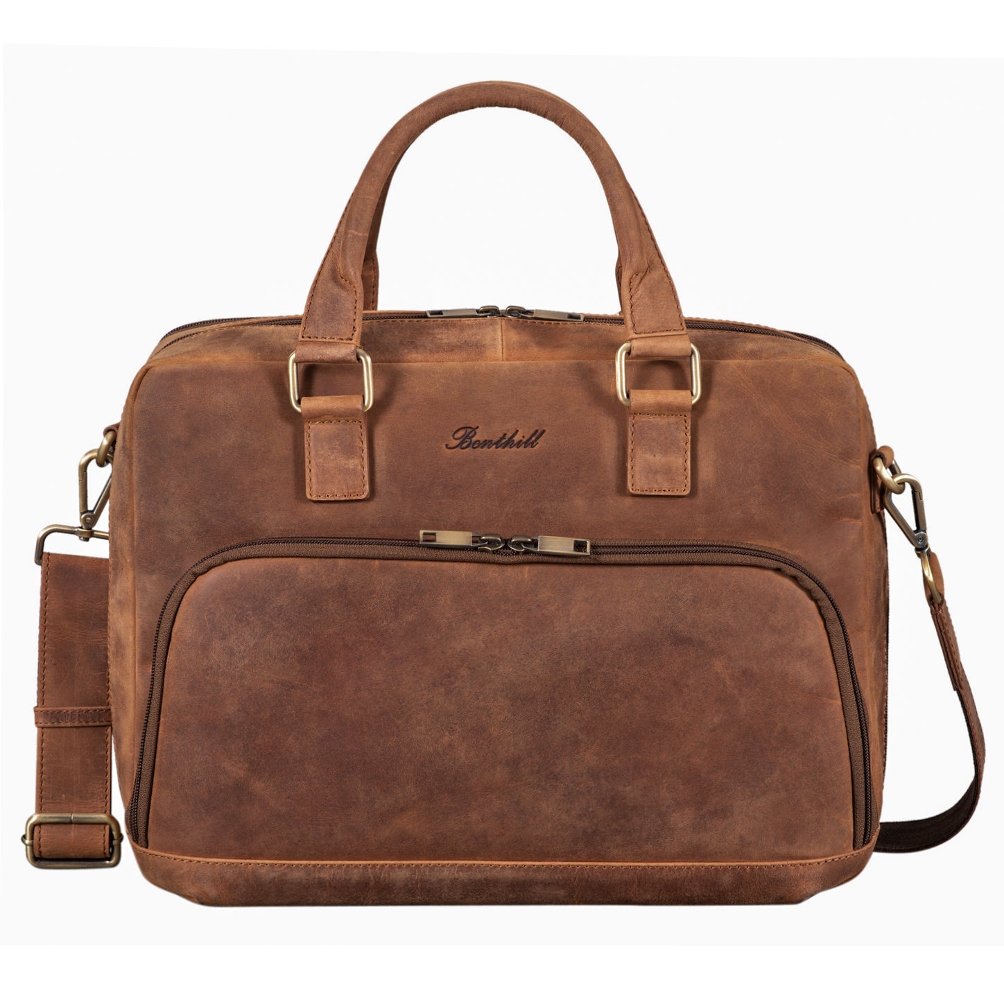 Benthill Aktentasche Leder Laptoptasche - Ledertasche für Herren und Damen Gross - Umhängetasche aus echtem Leder - Große Schultertasche für Laptop