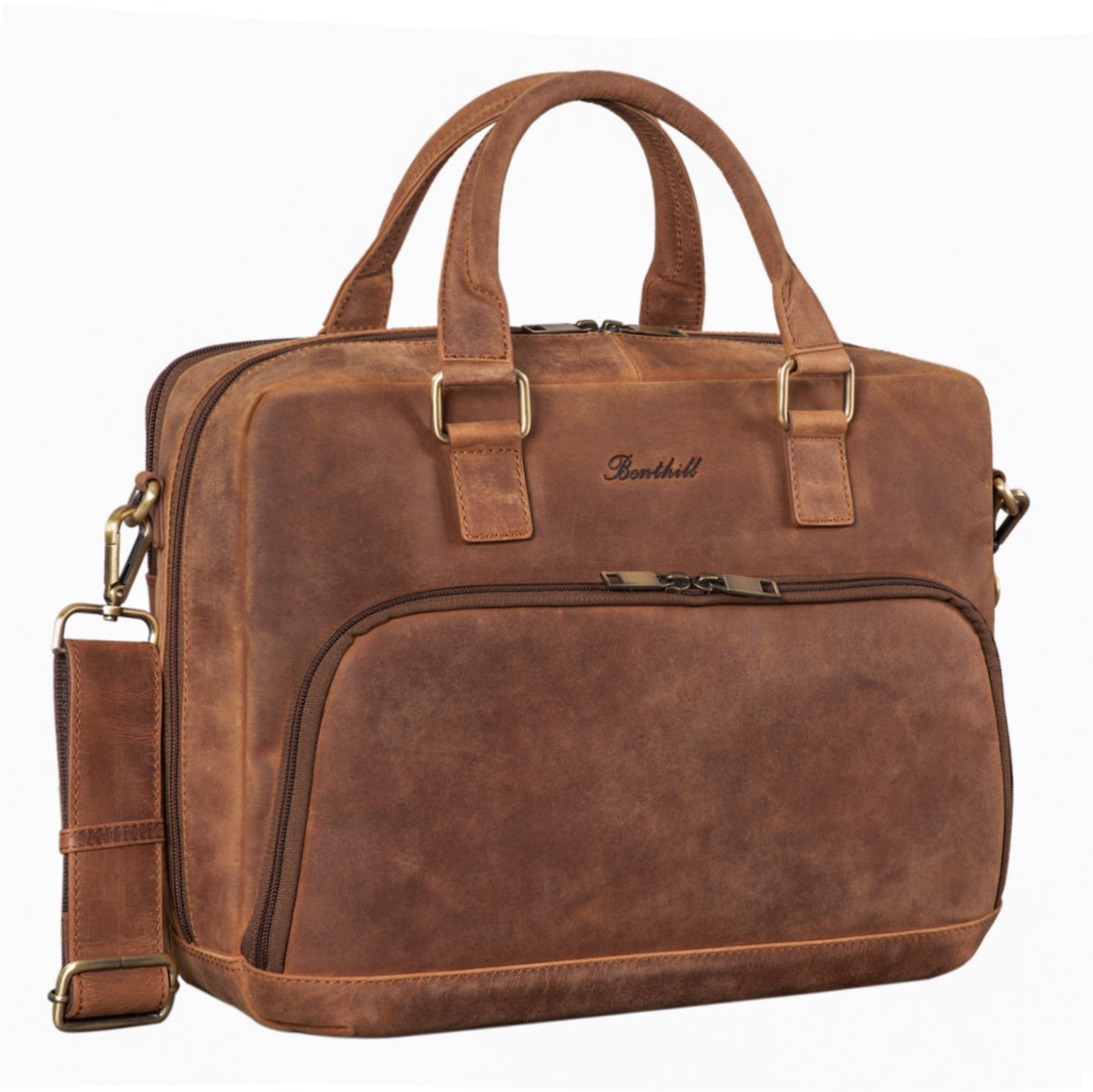 Benthill Aktentasche Leder Laptoptasche - Ledertasche für Herren und Damen Gross - Umhängetasche aus echtem Leder - Große Schultertasche für Laptop