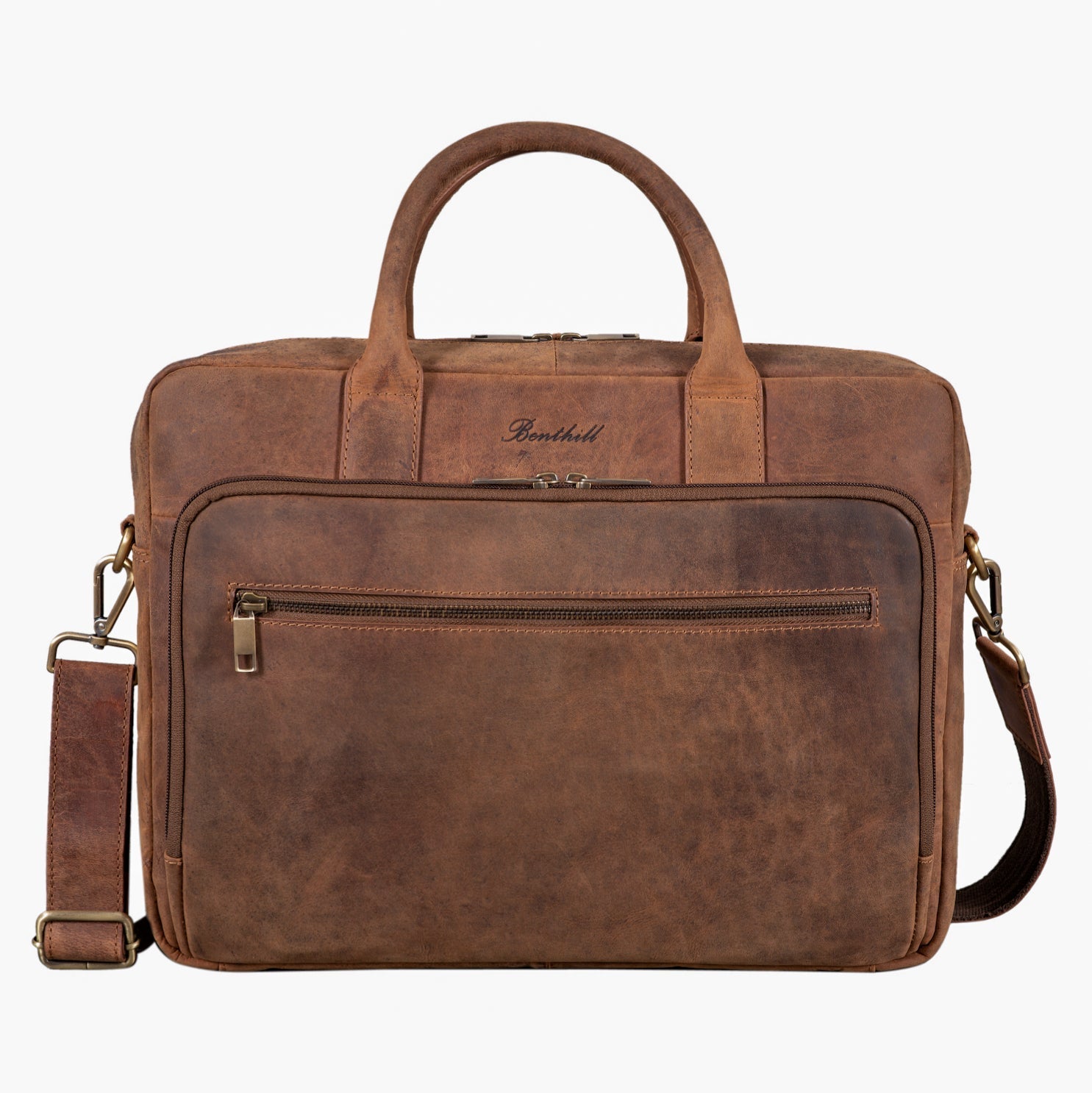 Benthill Aktentasche Leder Laptoptasche - Schultertasche für Herren und Damen Gross - Briefcase - Umhängetasche aus echtem Leder - Große Ledertasche für Laptop
