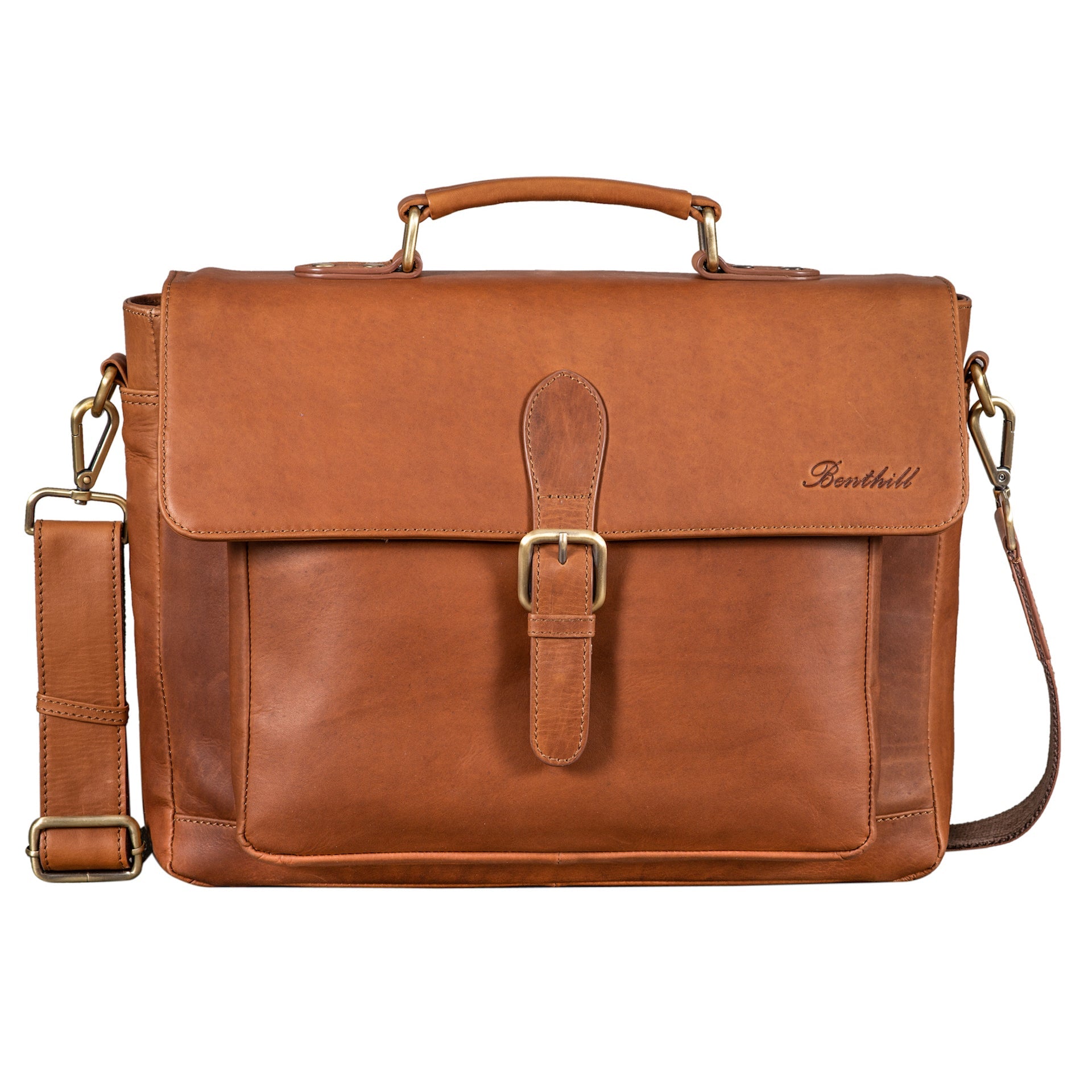 Benthill Aktentasche Leder Laptoptasche - Ledertasche für Herren und Damen - Briefcase - Umhängetasche aus echtem Leder - Schultertasche für Laptop