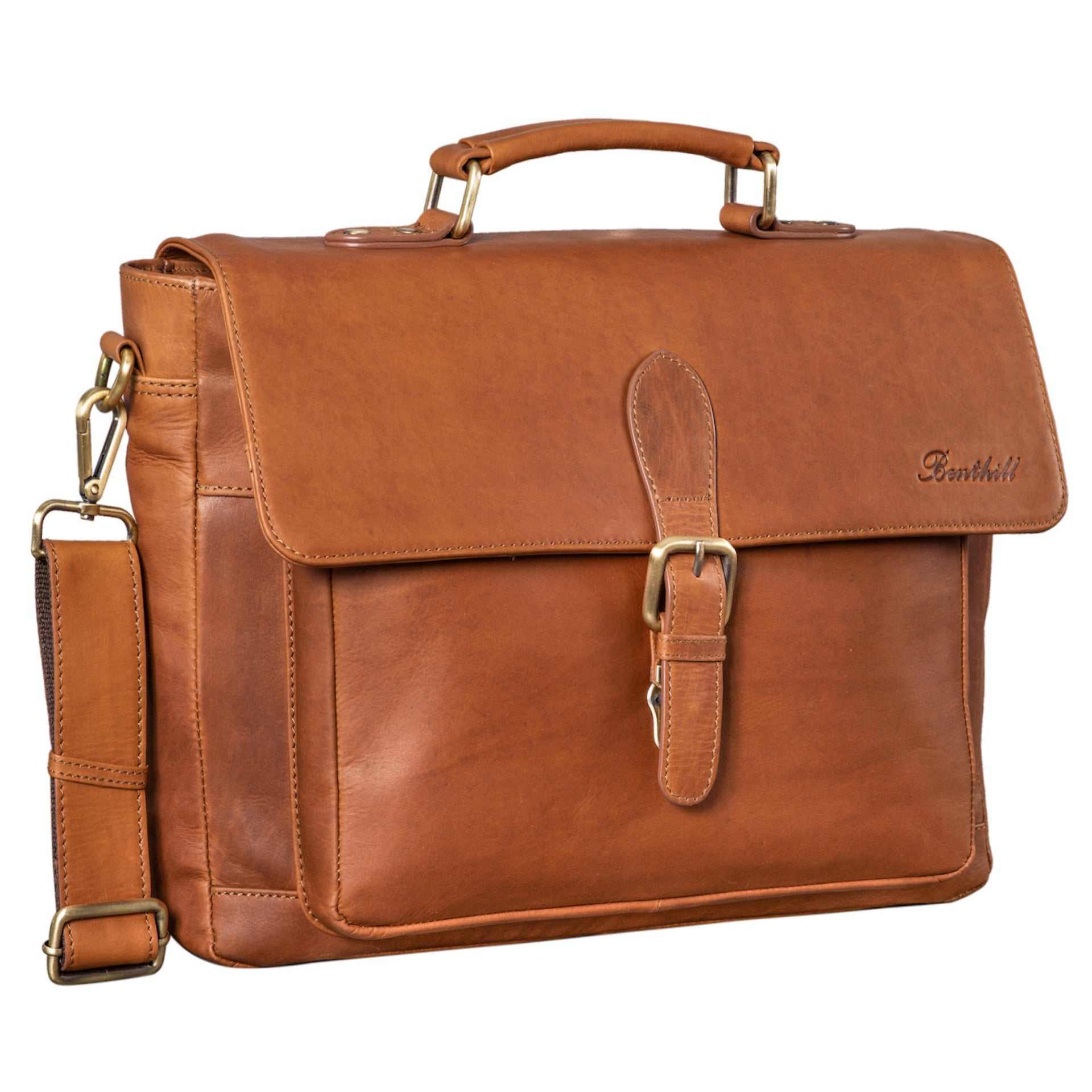 Benthill Aktentasche Leder Laptoptasche - Ledertasche für Herren und Damen - Briefcase - Umhängetasche aus echtem Leder - Schultertasche für Laptop