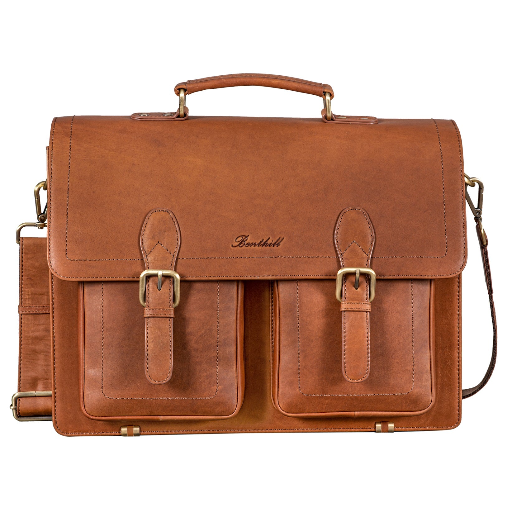Benthill Aktentasche Leder Laptoptasche - Umhängetasche für Herren und Damen Gross - Briefcase - Ledertasche aus echtem Leder - Große Schultertasche für Laptop