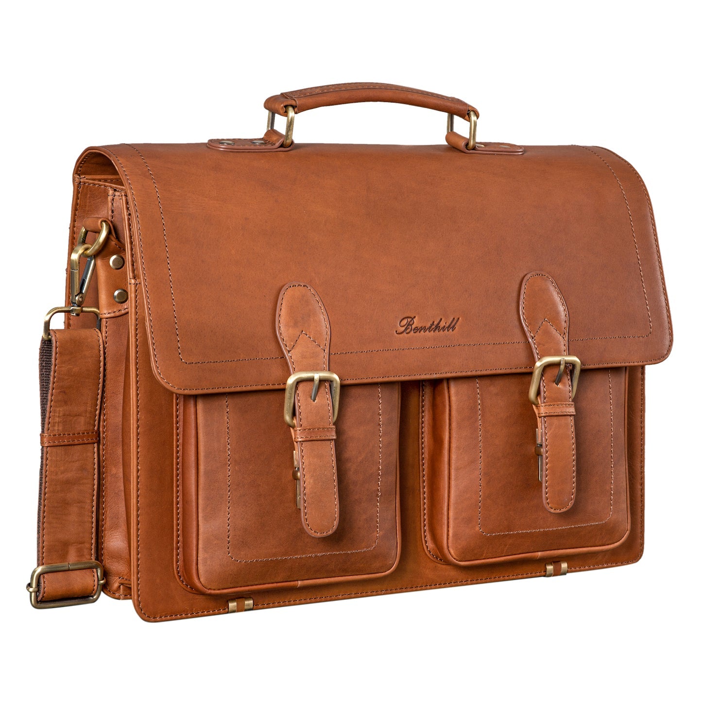 Benthill Aktentasche Leder Laptoptasche - Umhängetasche für Herren und Damen Gross - Briefcase - Ledertasche aus echtem Leder - Große Schultertasche für Laptop