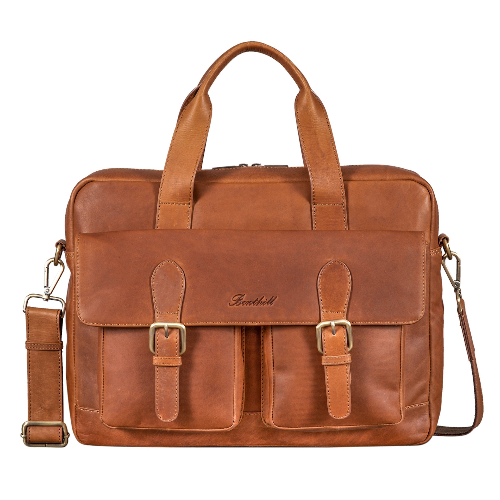 Benthill Aktentasche Leder Laptoptasche - Ledertasche für Herren und Damen Gross - Briefcase - Umhängetasche aus echtem Leder - Große Schultertasche für Laptop