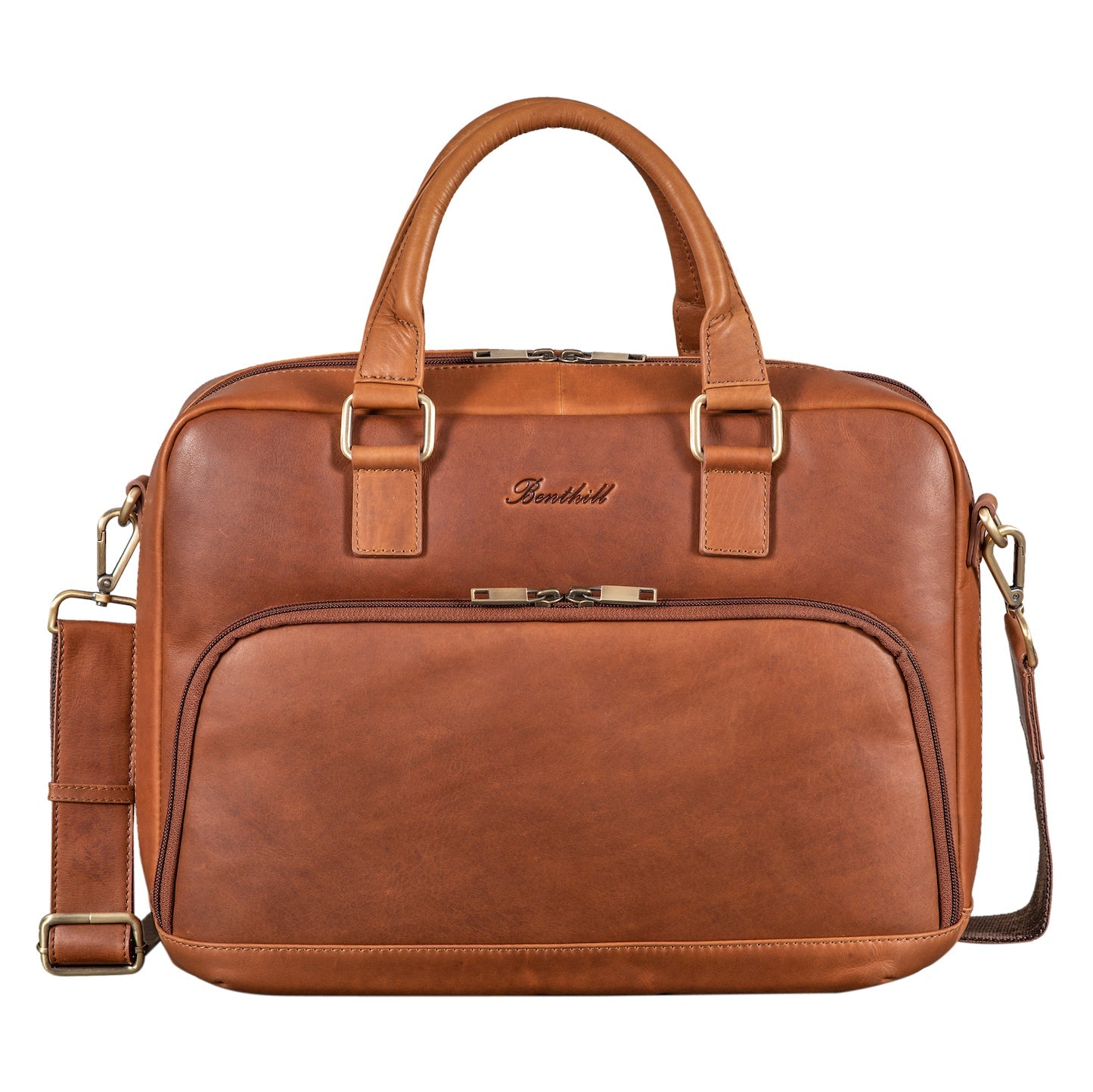 Benthill Aktentasche Leder Laptoptasche - Ledertasche für Herren und Damen Gross - Umhängetasche aus echtem Leder - Große Schultertasche für Laptop