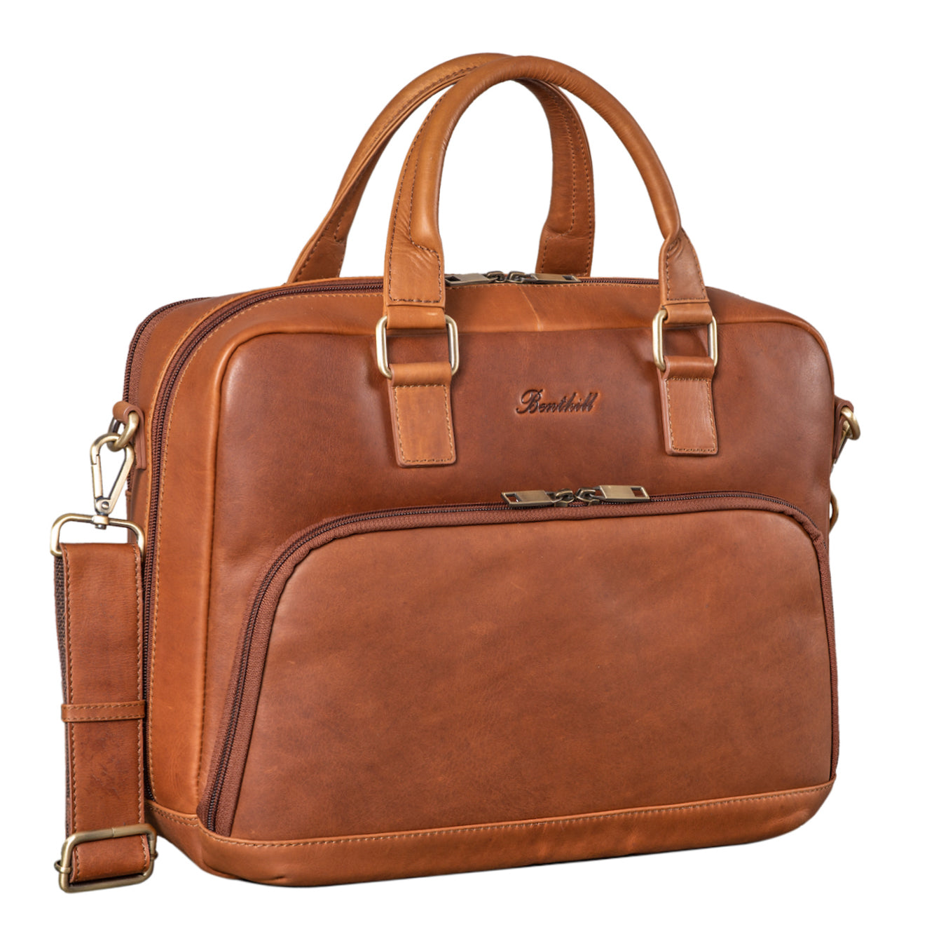 Benthill Aktentasche Leder Laptoptasche - Ledertasche für Herren und Damen Gross - Umhängetasche aus echtem Leder - Große Schultertasche für Laptop