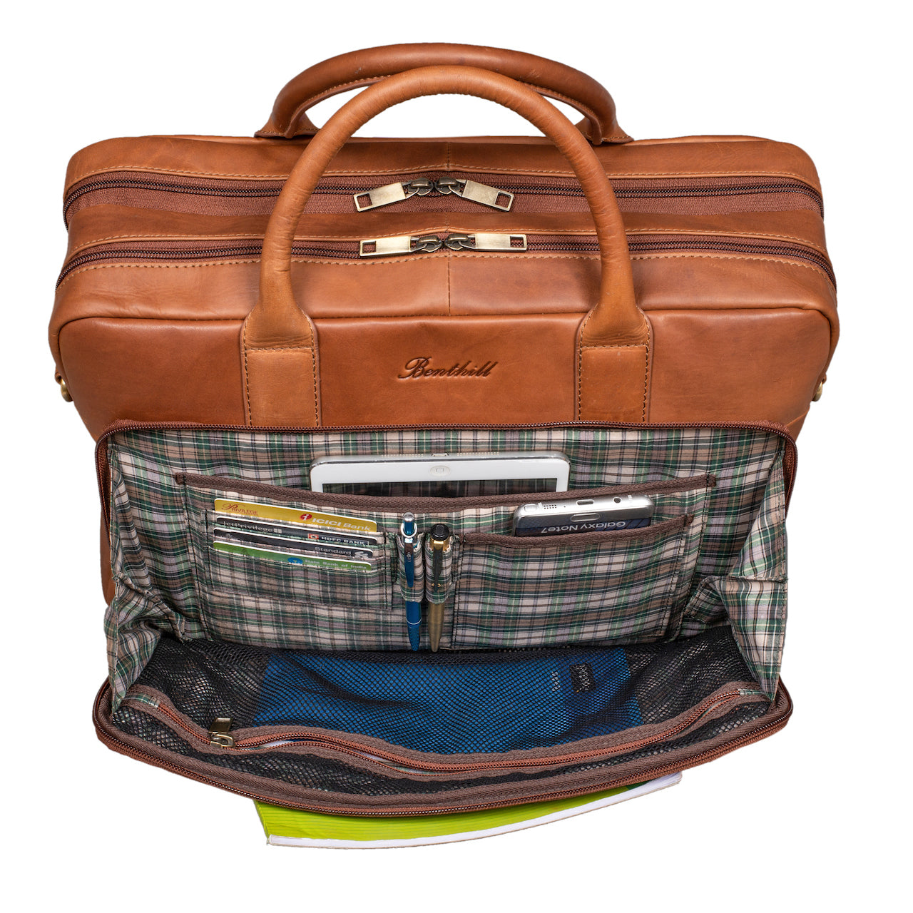 Benthill Aktentasche Leder Laptoptasche - Schultertasche für Herren und Damen Gross - Briefcase - Umhängetasche aus echtem Leder - Große Ledertasche für Laptop